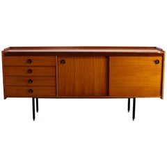 Vintage Italian Midcentury Ico Parisi Style Credenza with Four Drawers and Two Doors