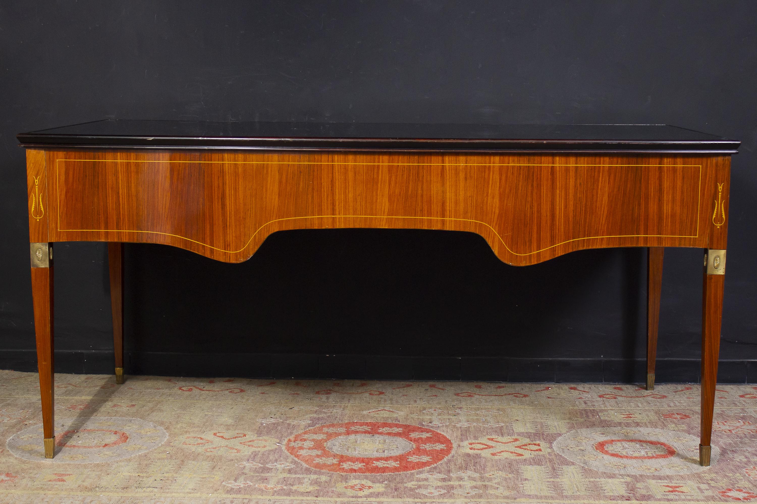 Wood Italian Midcentury Imposing Writing Desk Attributed to Paolo Buffa, 1950s