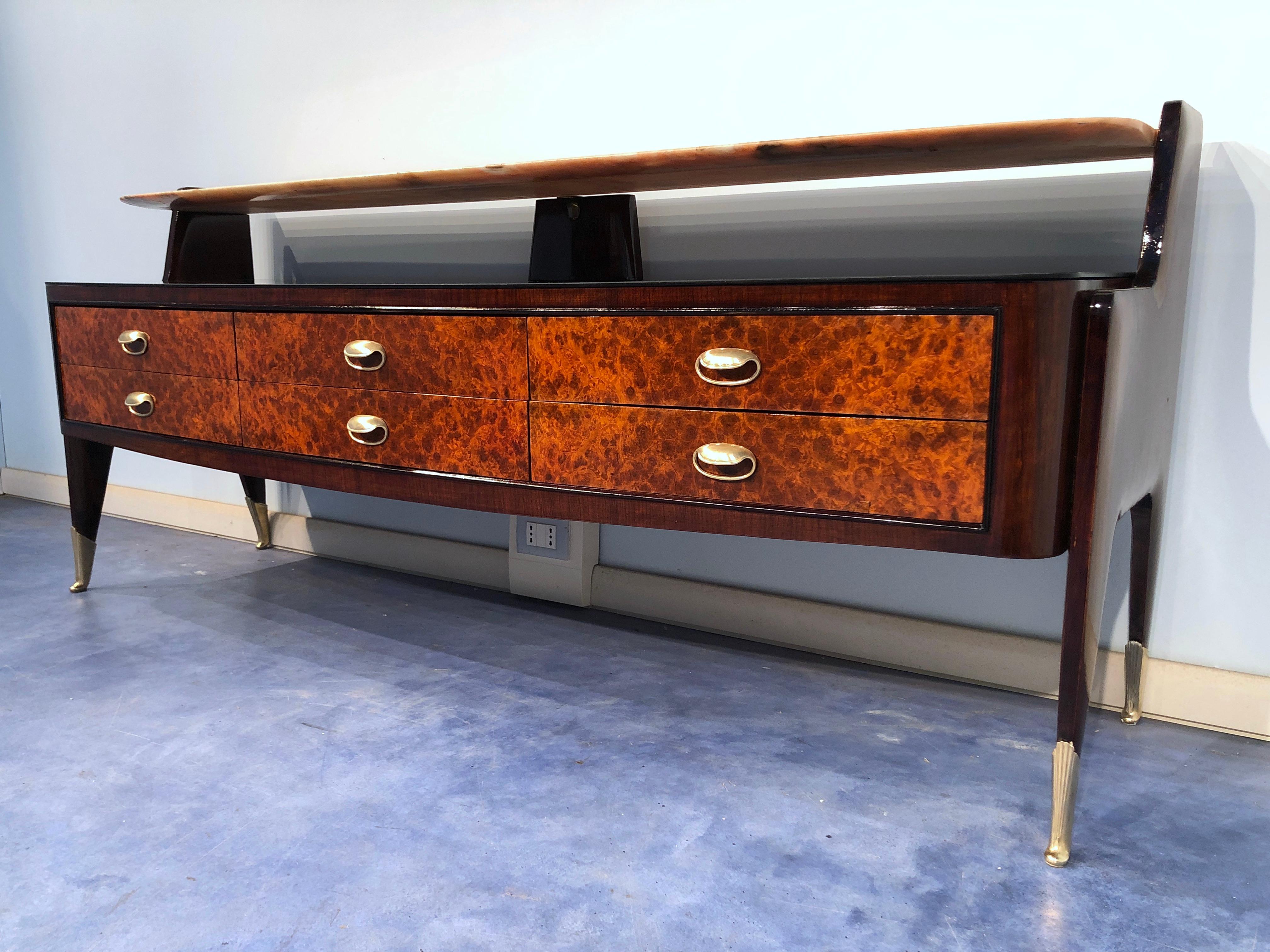 Glass Italian Midcentury Consolle Sideboard by Vittorio Dassi, 1950s For Sale