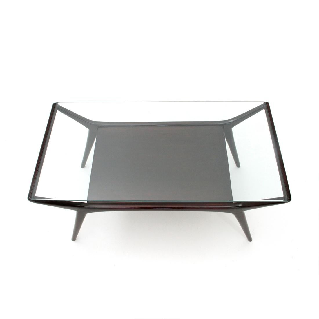 Glass Italian Midcentury Lacquered Coffee Table, 1950s