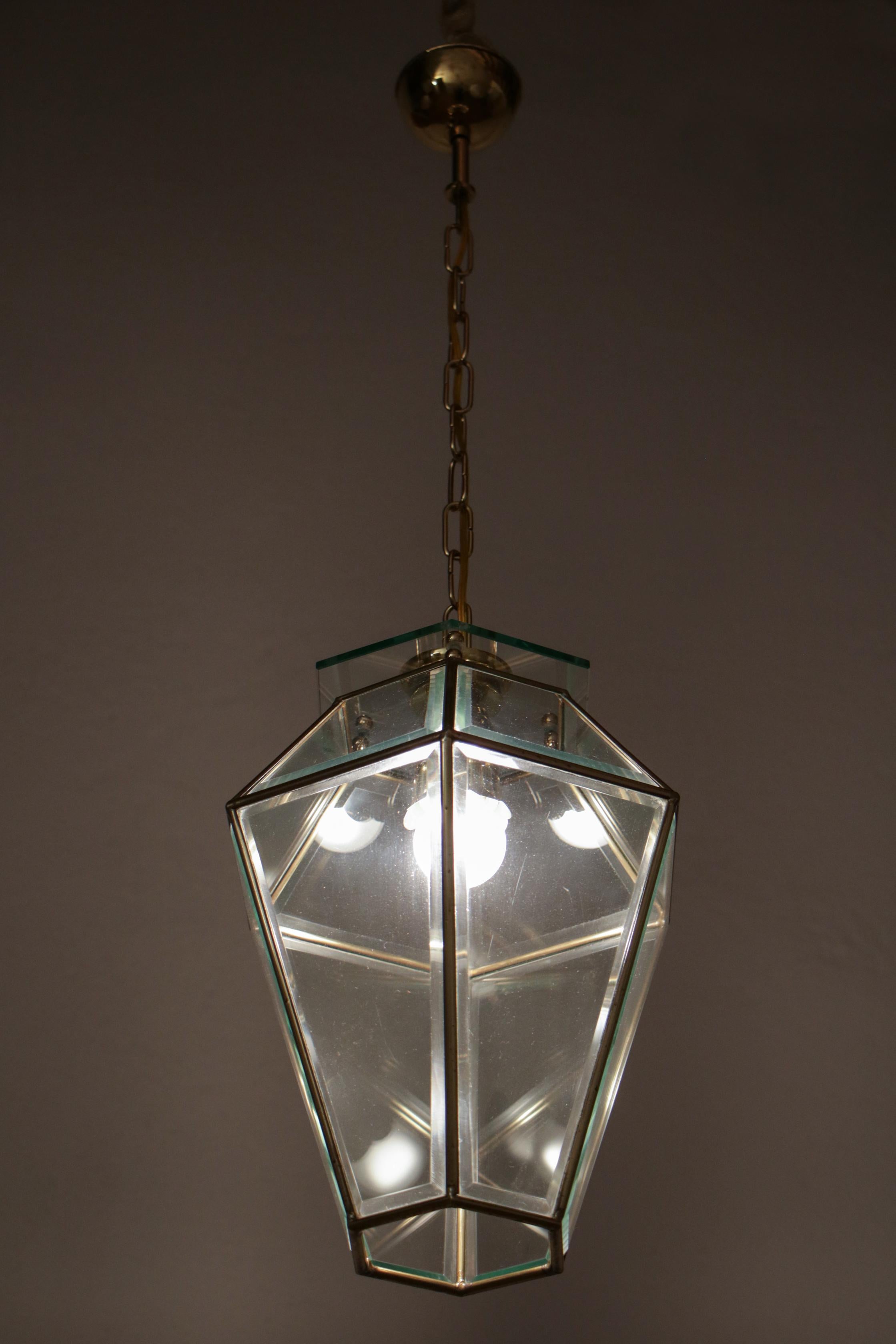 Italian Midcentury Lanter Pendant Lamp, Adolf Loos Style, 1950s For Sale 6