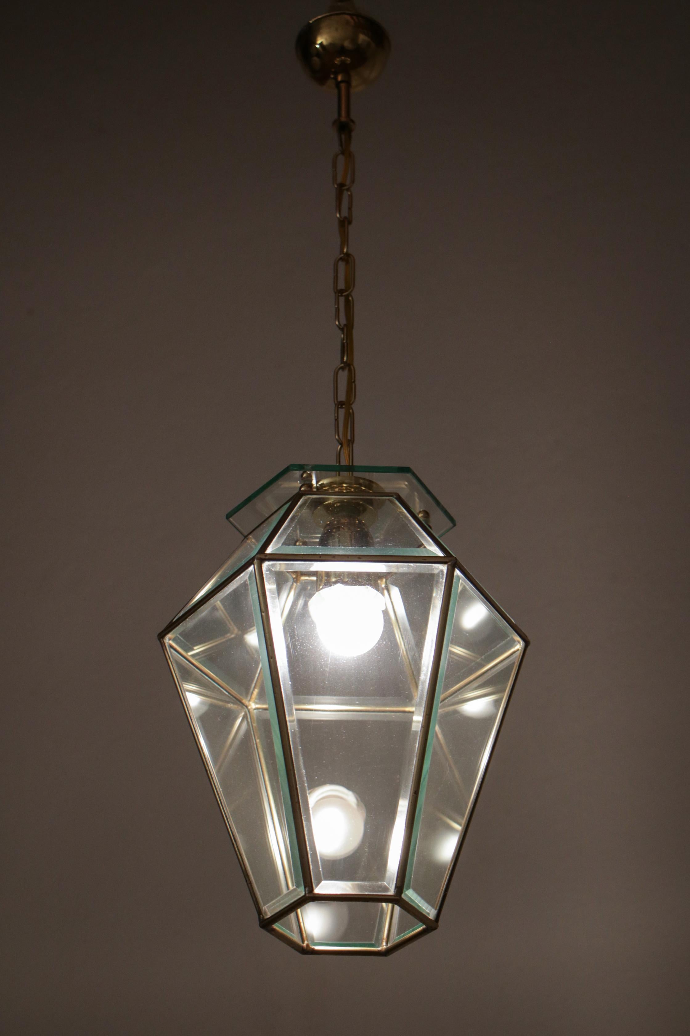 Italian Midcentury Lanter Pendant Lamp, Adolf Loos Style, 1950s For Sale 7
