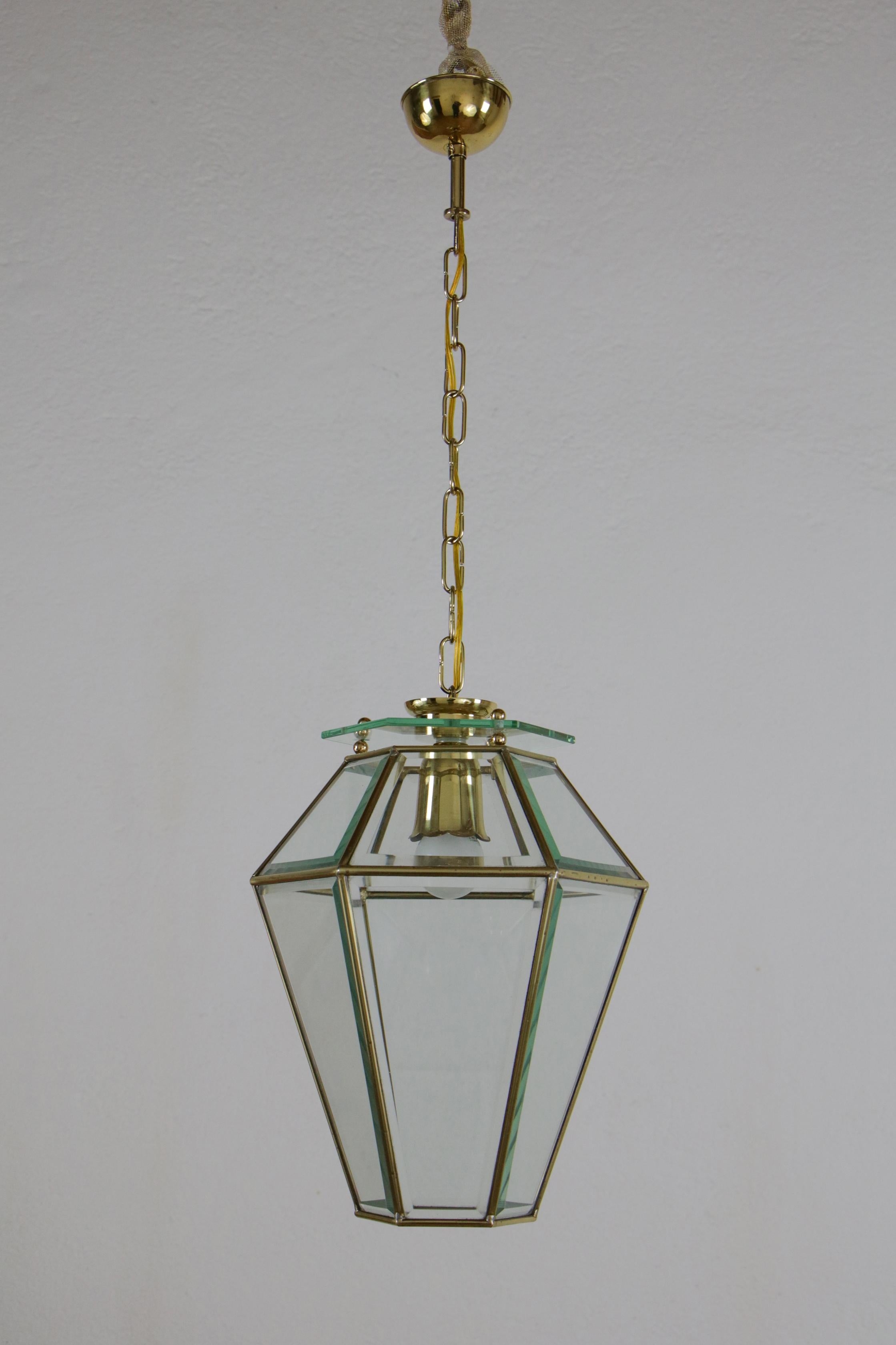 Mid-Century Modern Italian Midcentury Lanter Pendant Lamp, Adolf Loos Style, 1950s For Sale