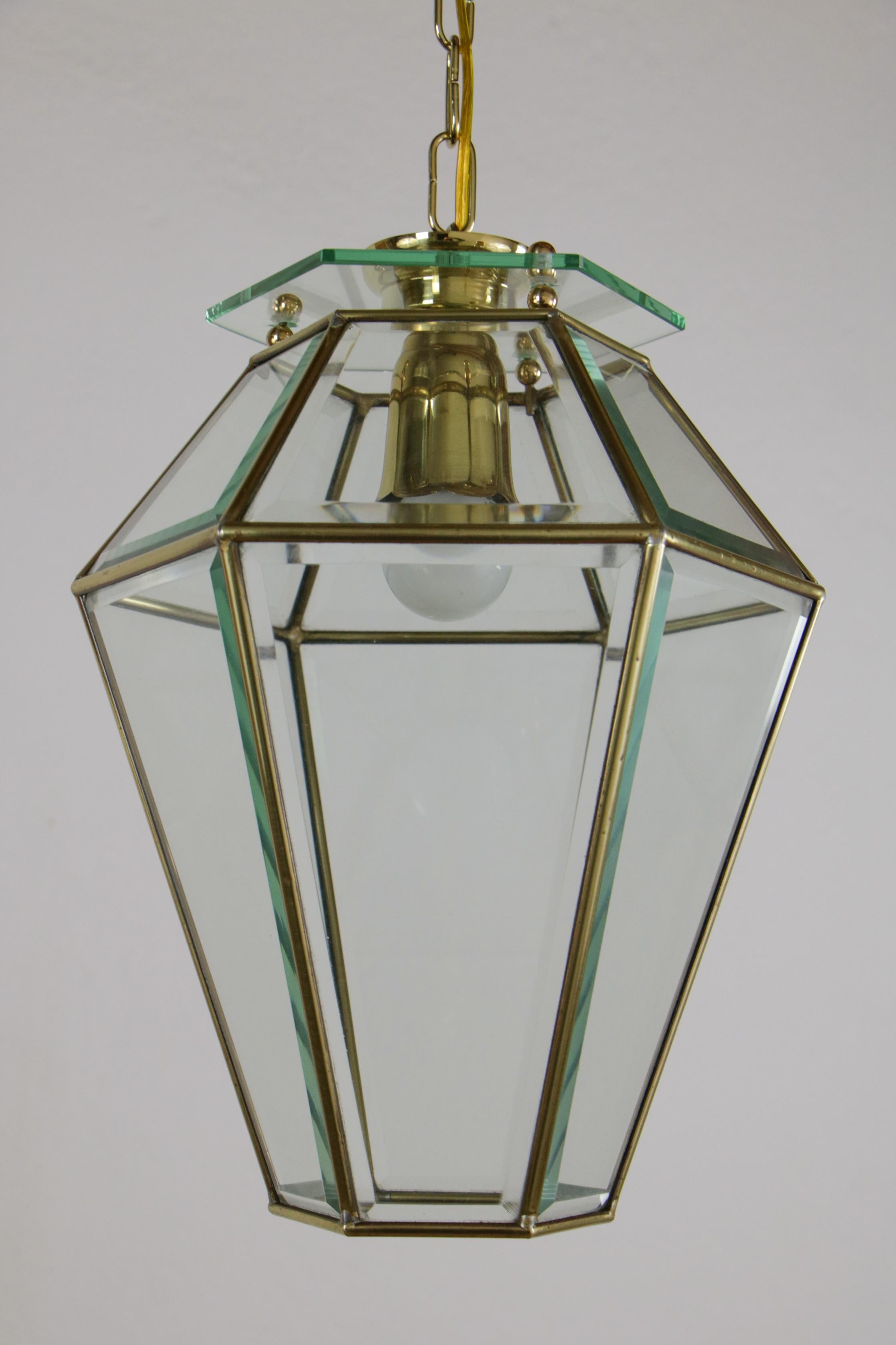Mid-20th Century Italian Midcentury Lanter Pendant Lamp, Adolf Loos Style, 1950s For Sale