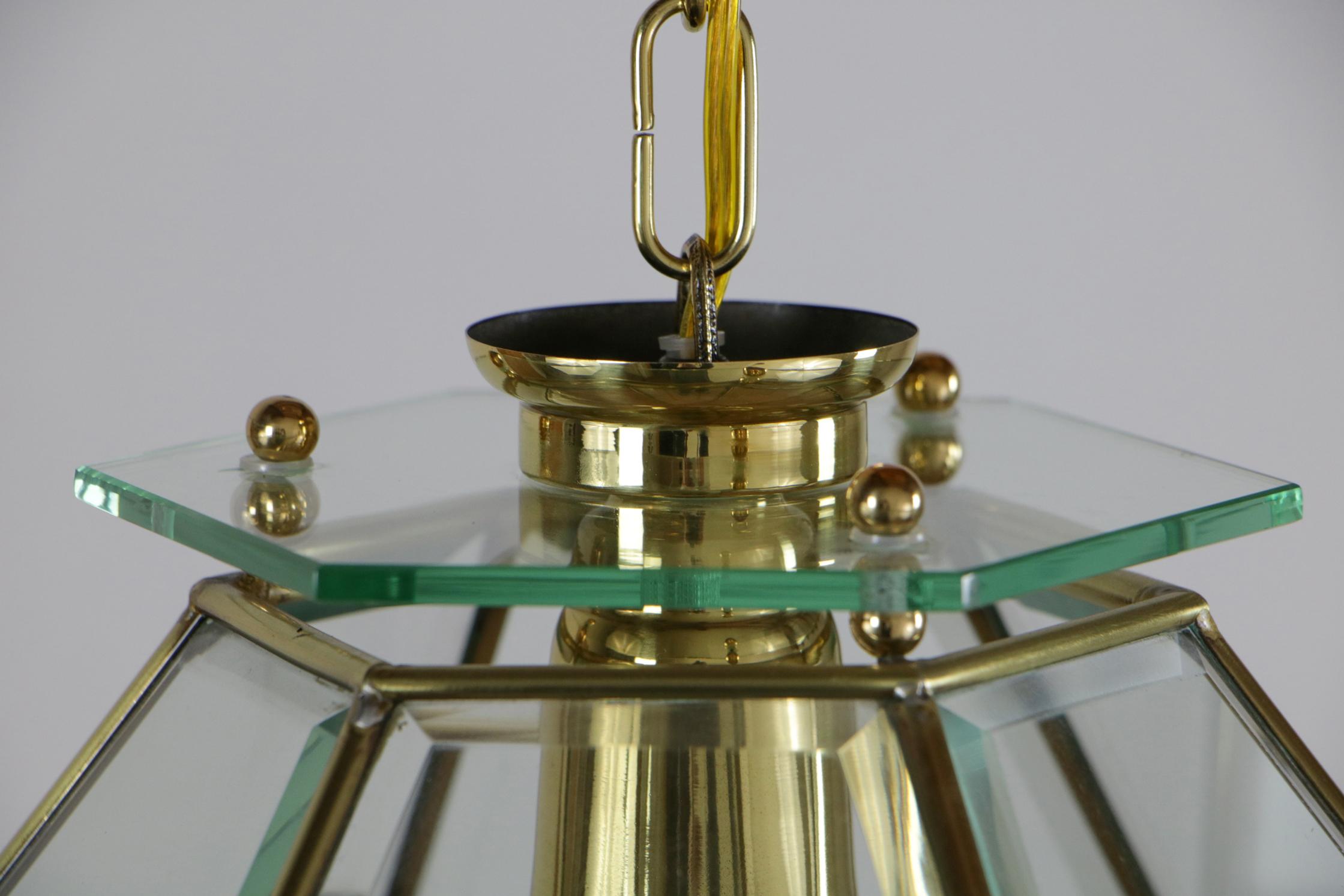 Italian Midcentury Lanter Pendant Lamp, Adolf Loos Style, 1950s For Sale 1