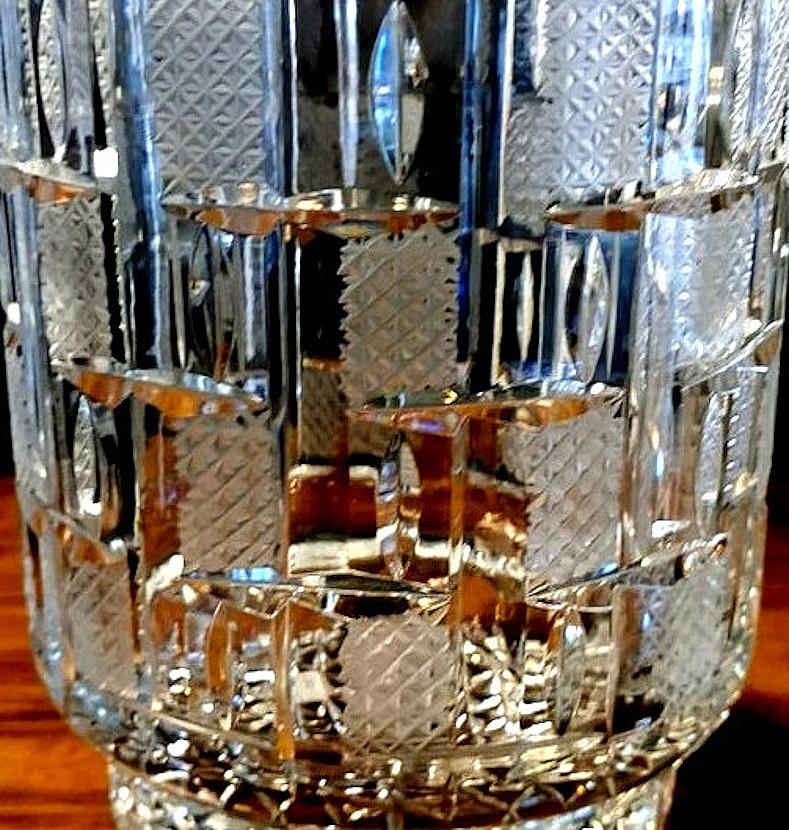 Italian Midcentury Large Crystal Vase Ground, Cut, And Polished By Hand For Sale 7