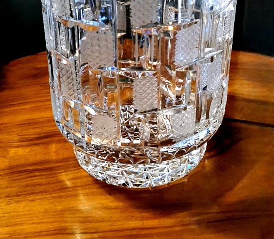 Italian Midcentury Large Crystal Vase Ground, Cut, And Polished By Hand For Sale 9