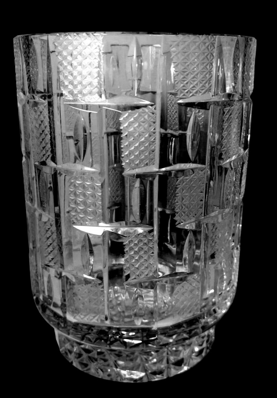Mid-Century Modern Italian Midcentury Large Crystal Vase Ground, Cut, And Polished By Hand For Sale