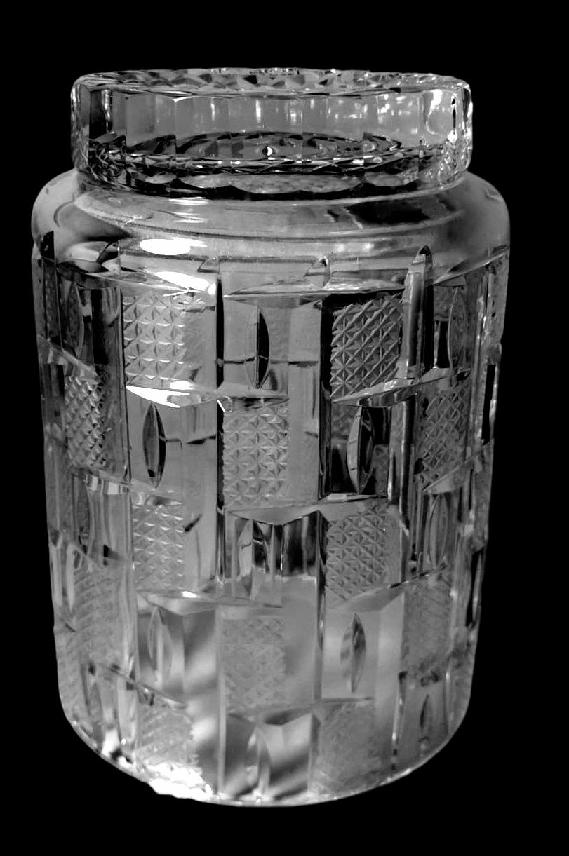 Hand-Crafted Italian Midcentury Large Crystal Vase Ground, Cut, And Polished By Hand For Sale