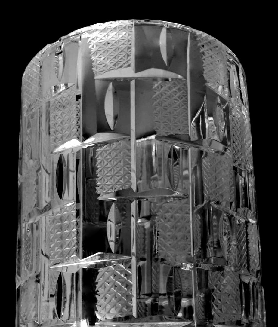 20th Century Italian Midcentury Large Crystal Vase Ground, Cut, And Polished By Hand For Sale