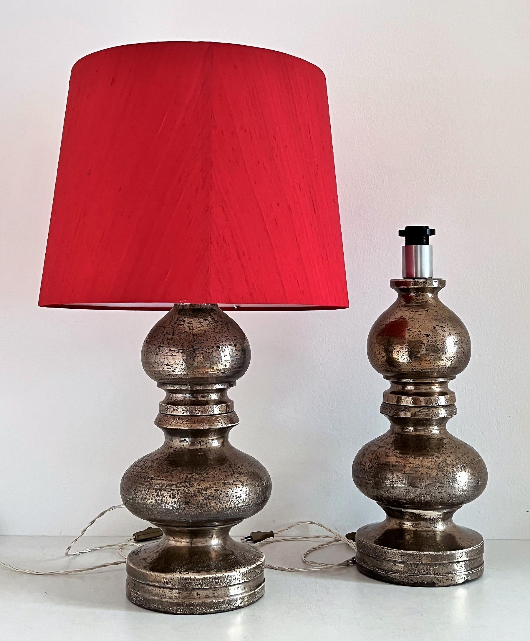 Italian Mid-Century Large Pottery Table Lamps by Aldo Londi for Bitossi, 1960s For Sale 2