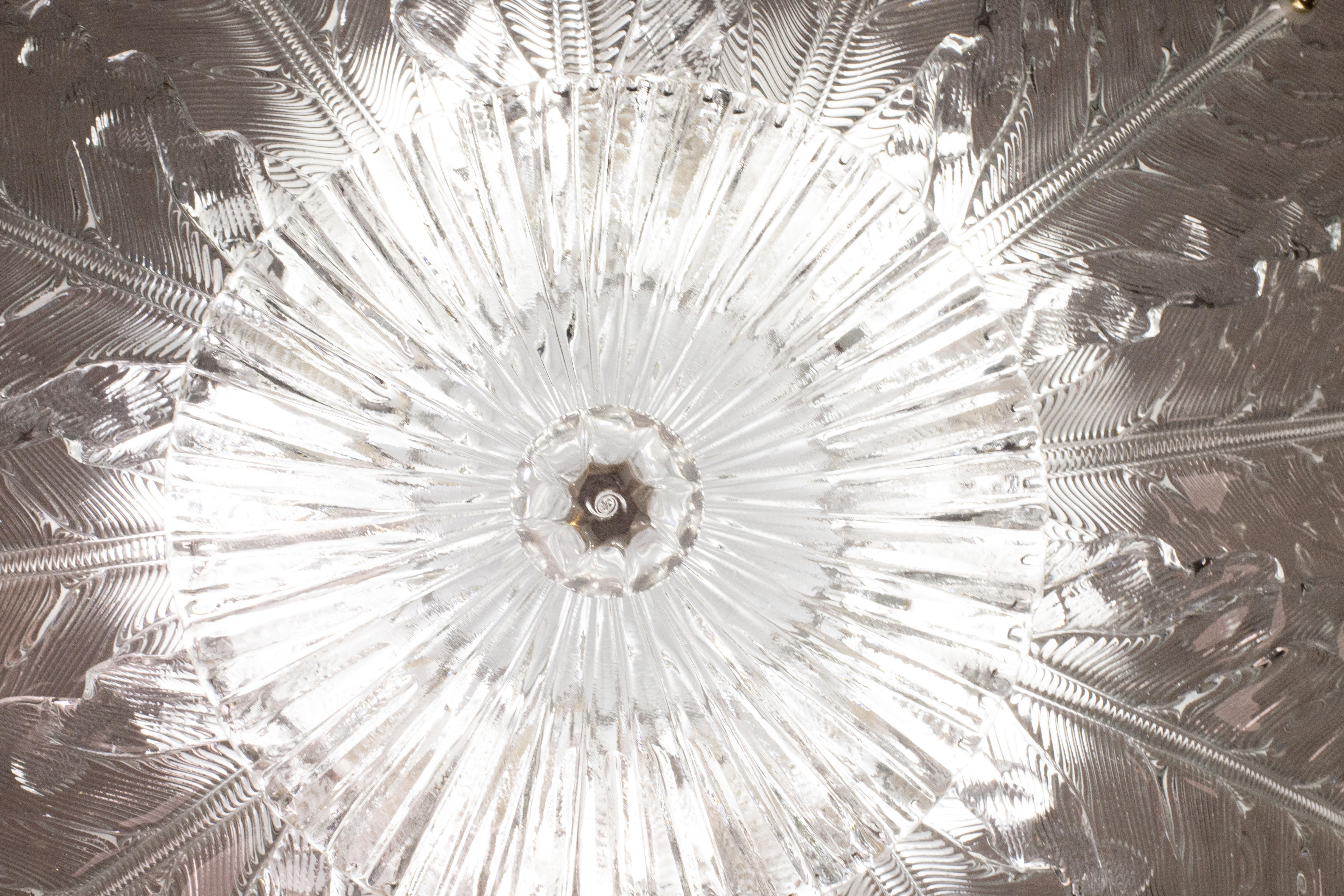 Italian MidCentury Large Size Trasparent Murano Glass Ceiling Light For Sale 5