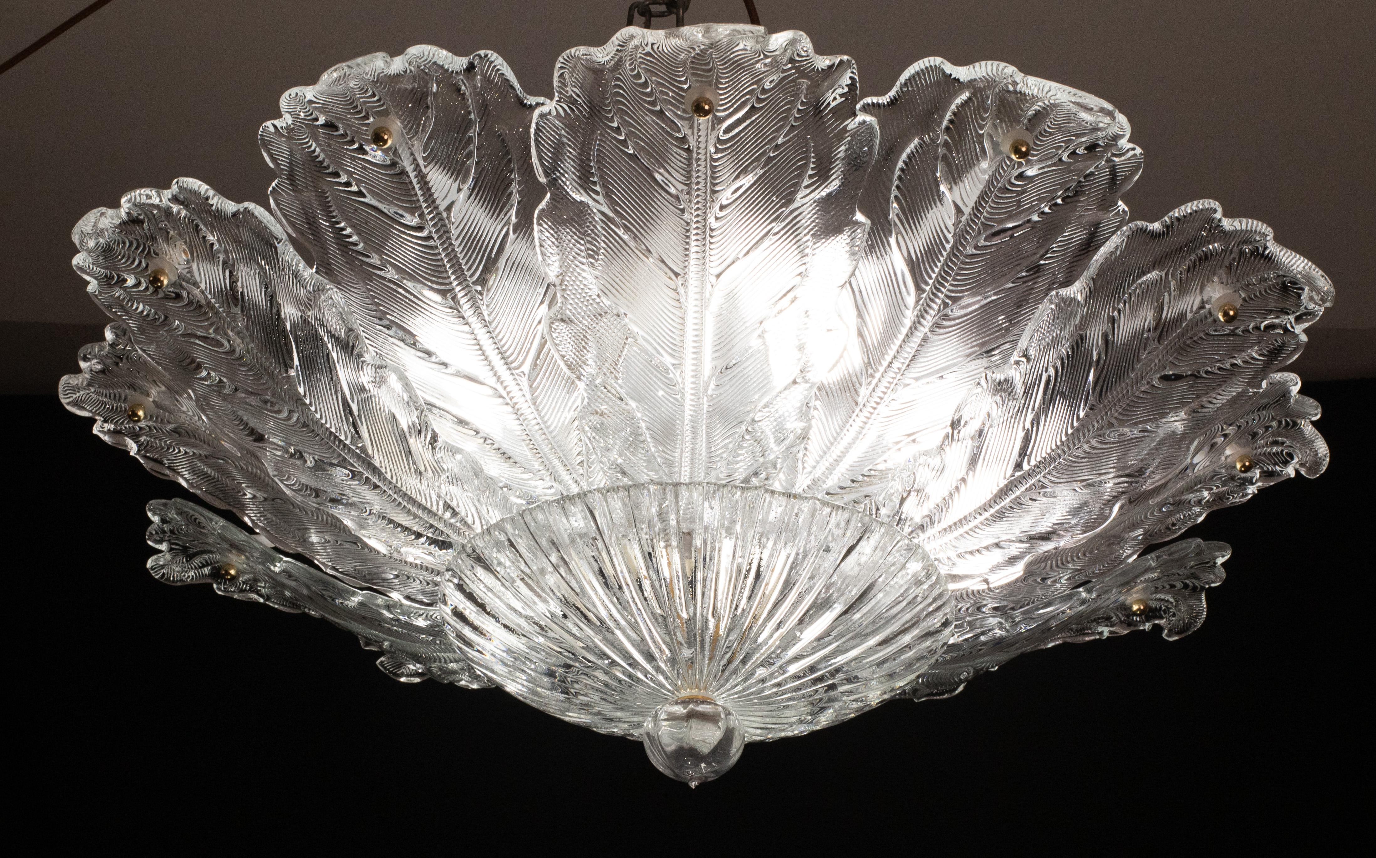 Italian MidCentury Large Size Trasparent Murano Glass Ceiling Light For Sale 6