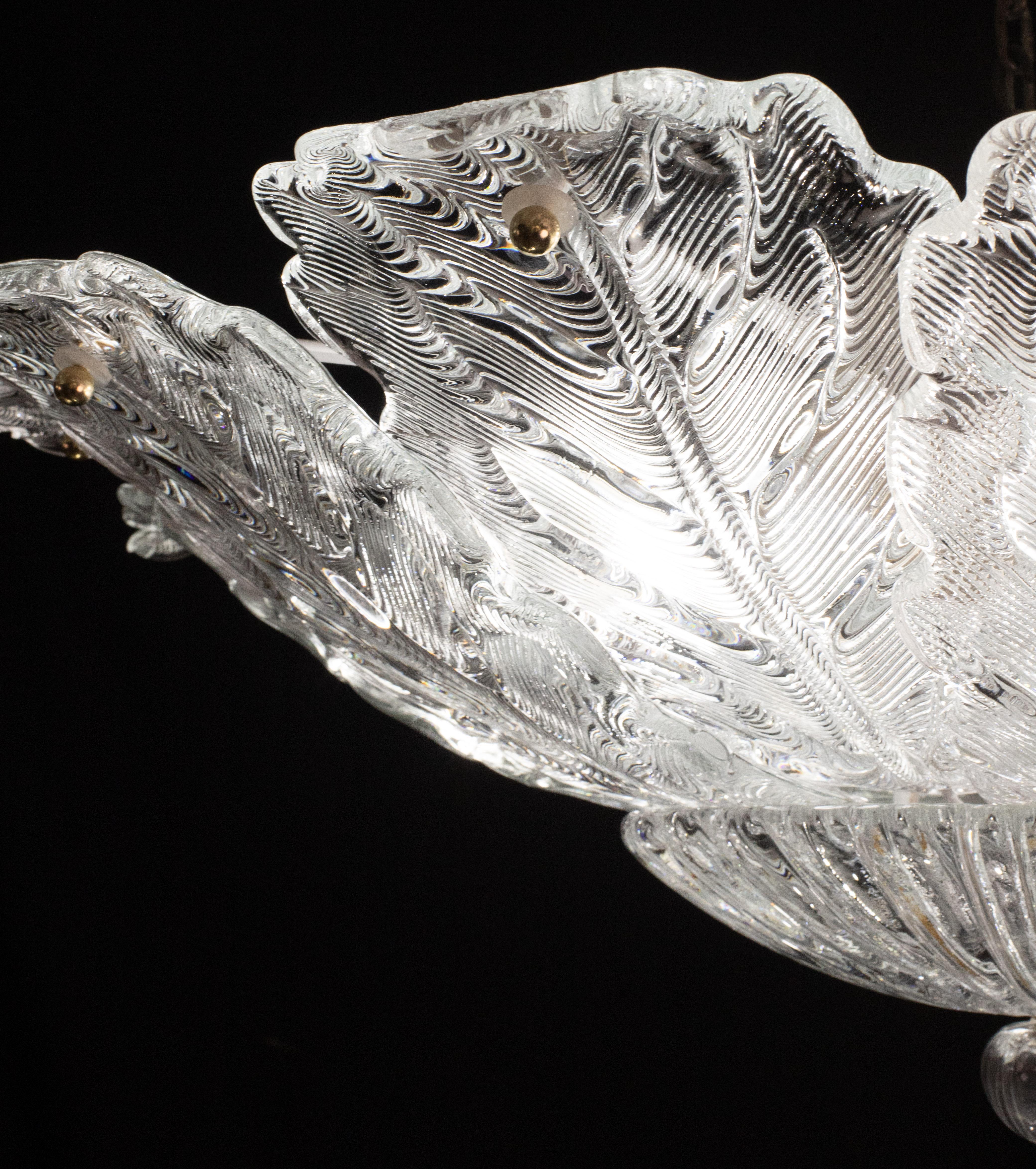 Italian MidCentury Large Size Trasparent Murano Glass Ceiling Light For Sale 7