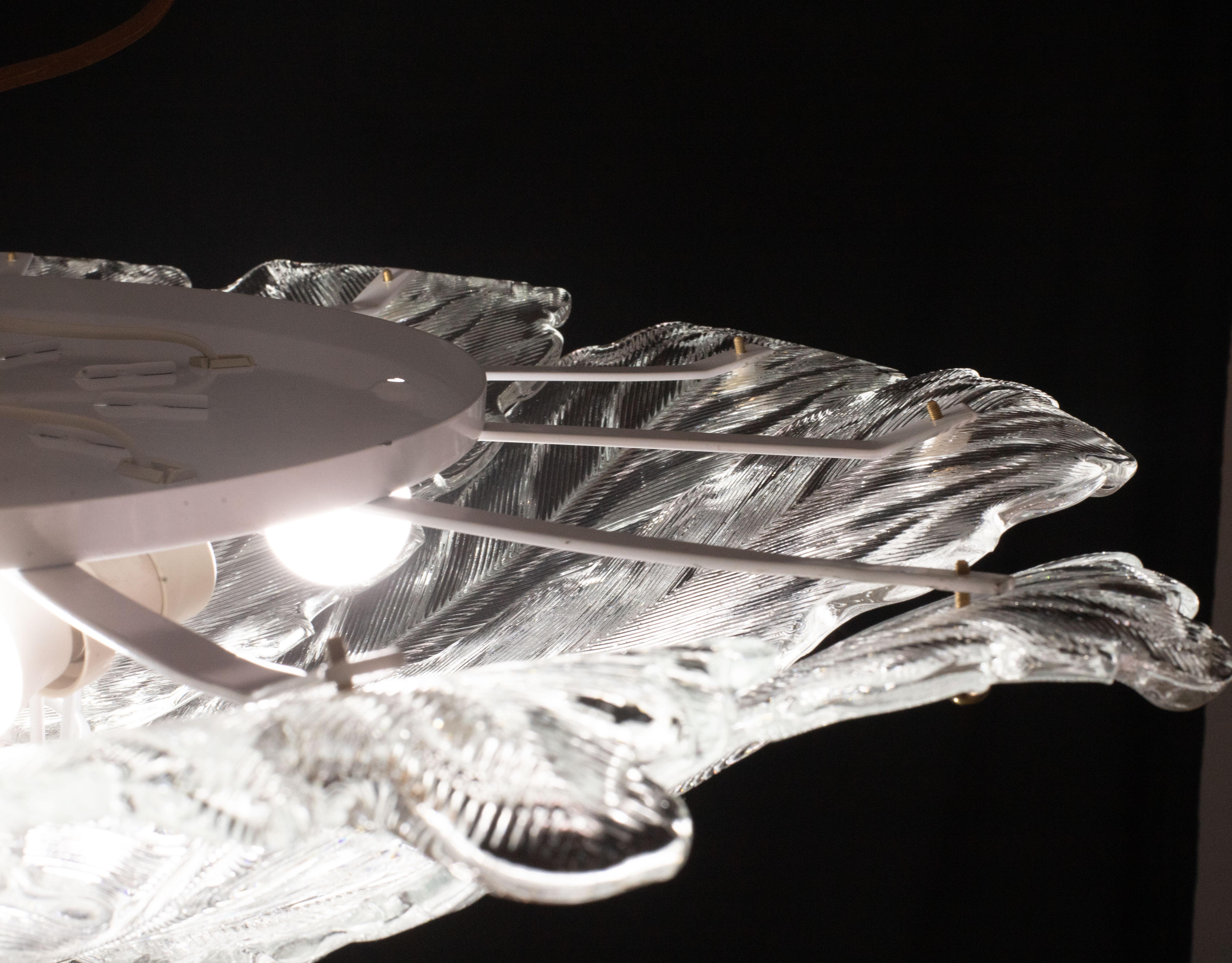 Italian MidCentury Large Size Trasparent Murano Glass Ceiling Light For Sale 8