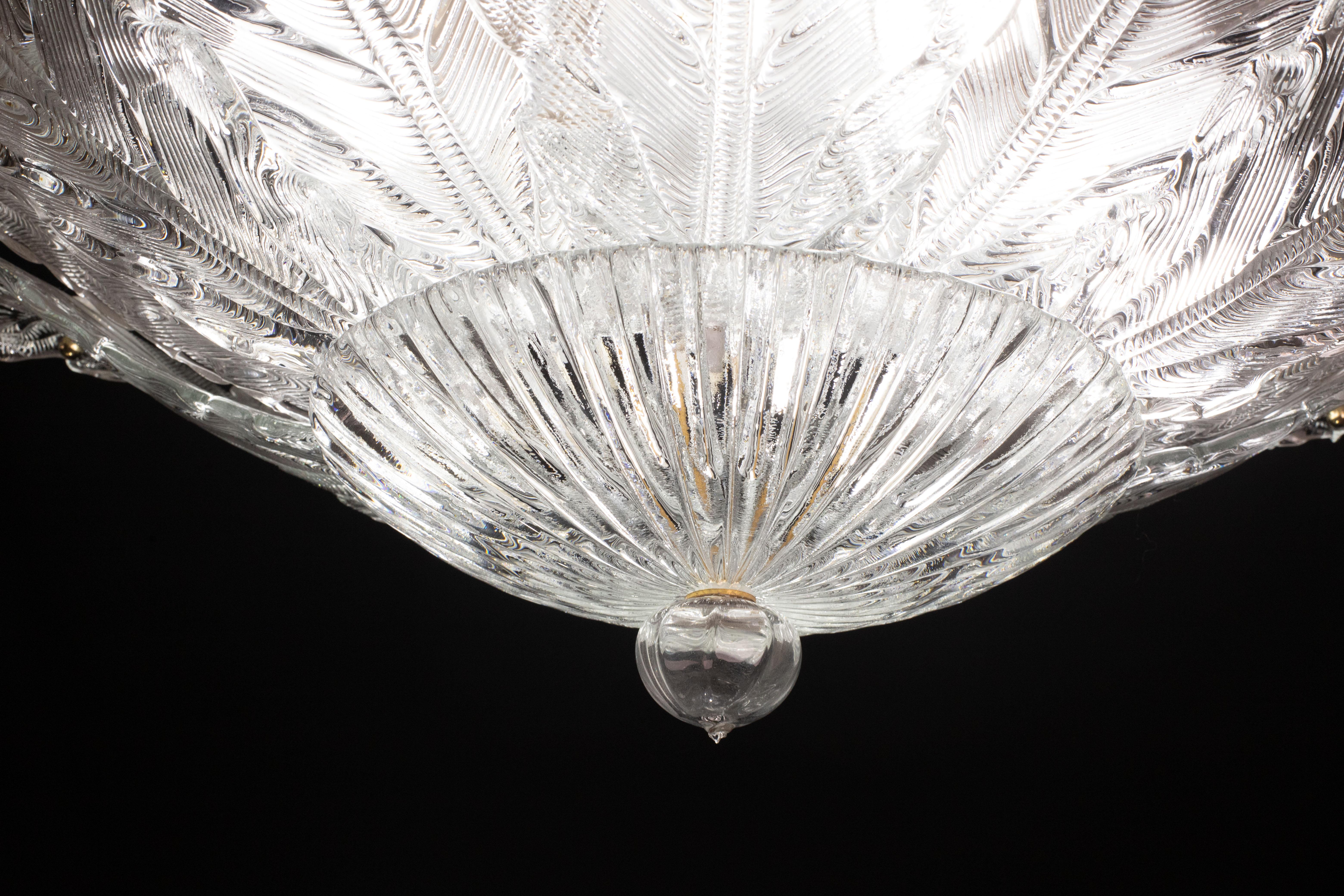 Italian MidCentury Large Size Trasparent Murano Glass Ceiling Light For Sale 10