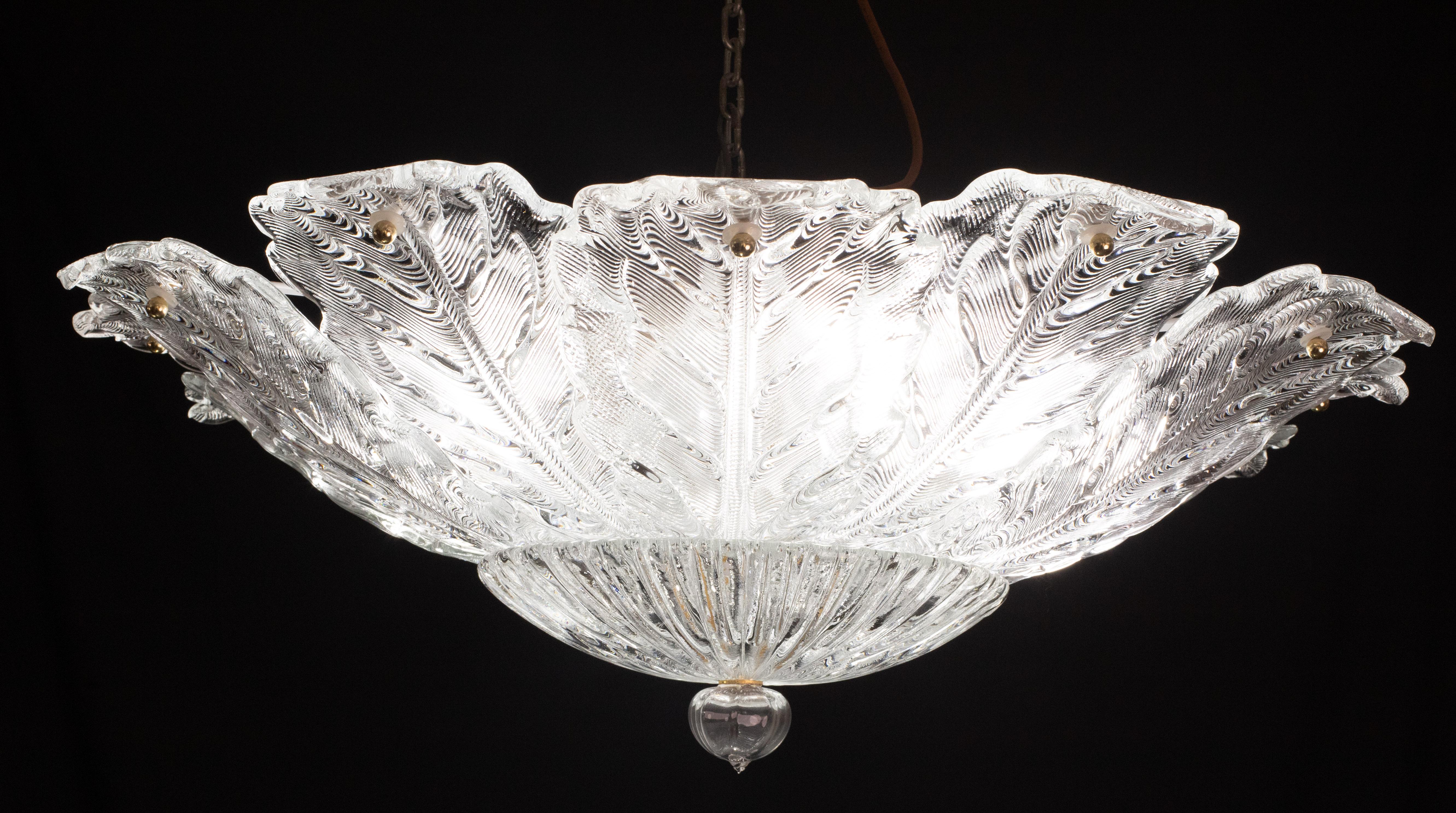 Italian MidCentury Large Size Trasparent Murano Glass Ceiling Light For Sale 11