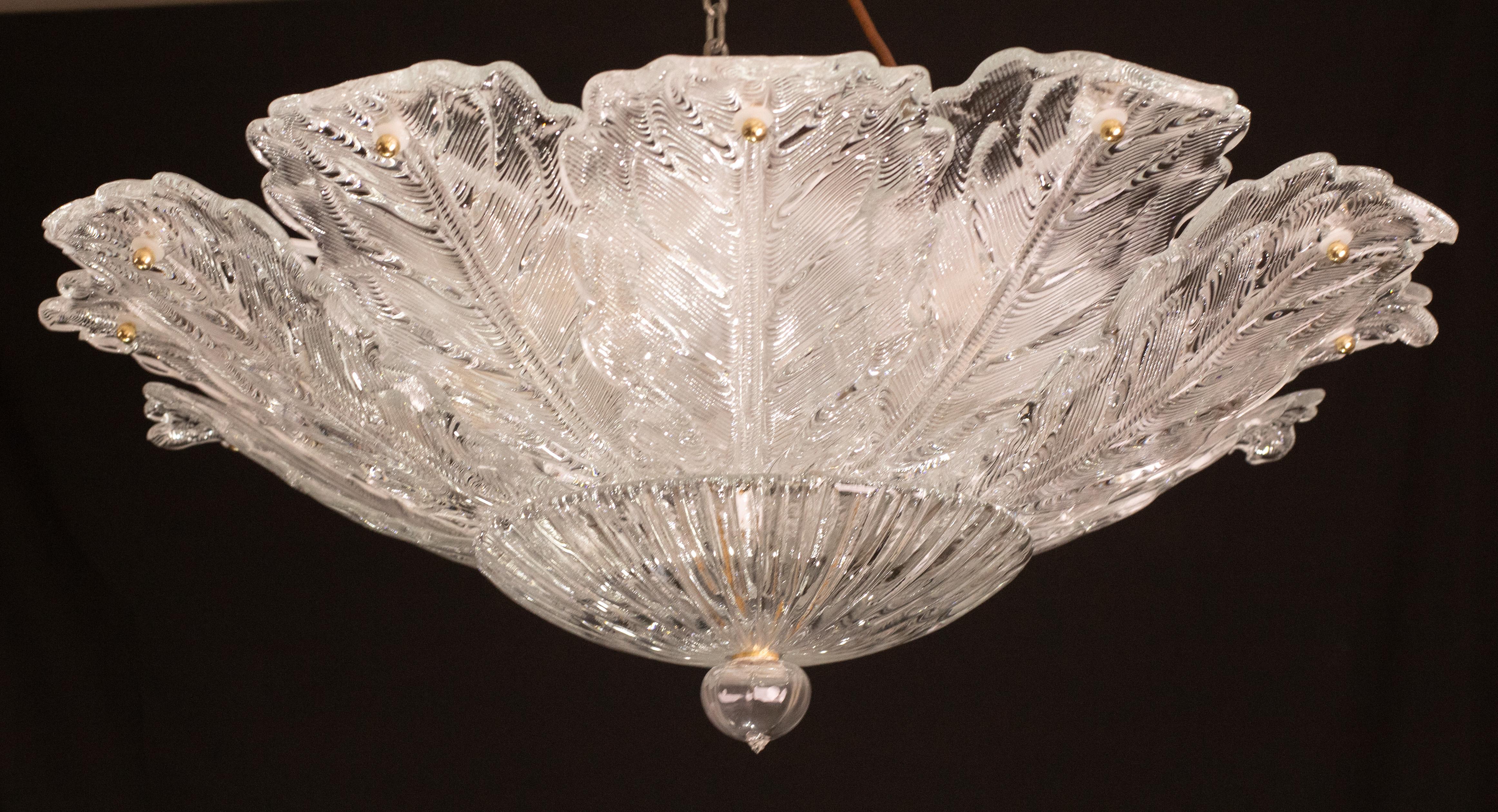 Italian MidCentury Large Size Trasparent Murano Glass Ceiling Light For Sale 12