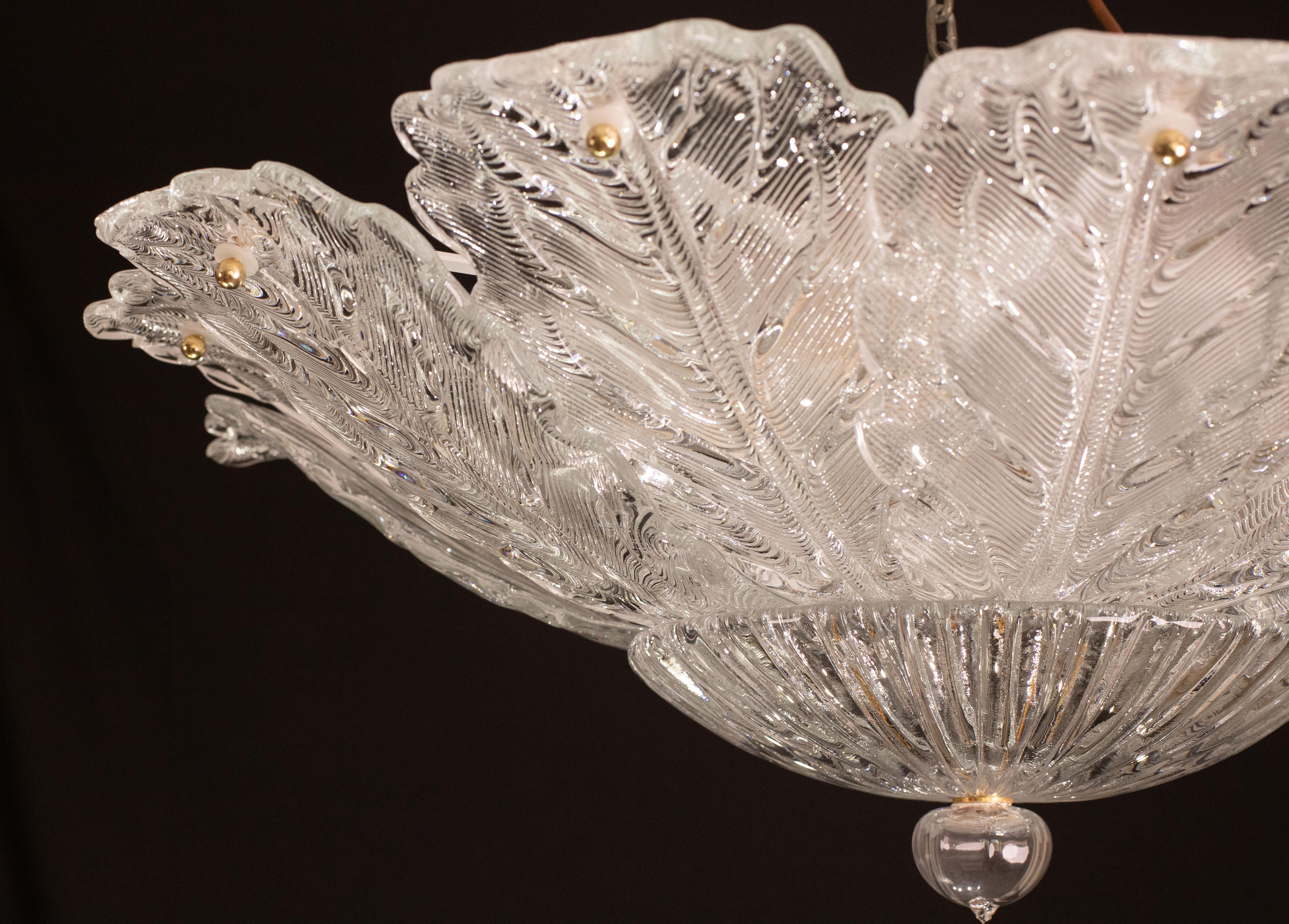 Italian MidCentury Large Size Trasparent Murano Glass Ceiling Light In Good Condition For Sale In Roma, IT