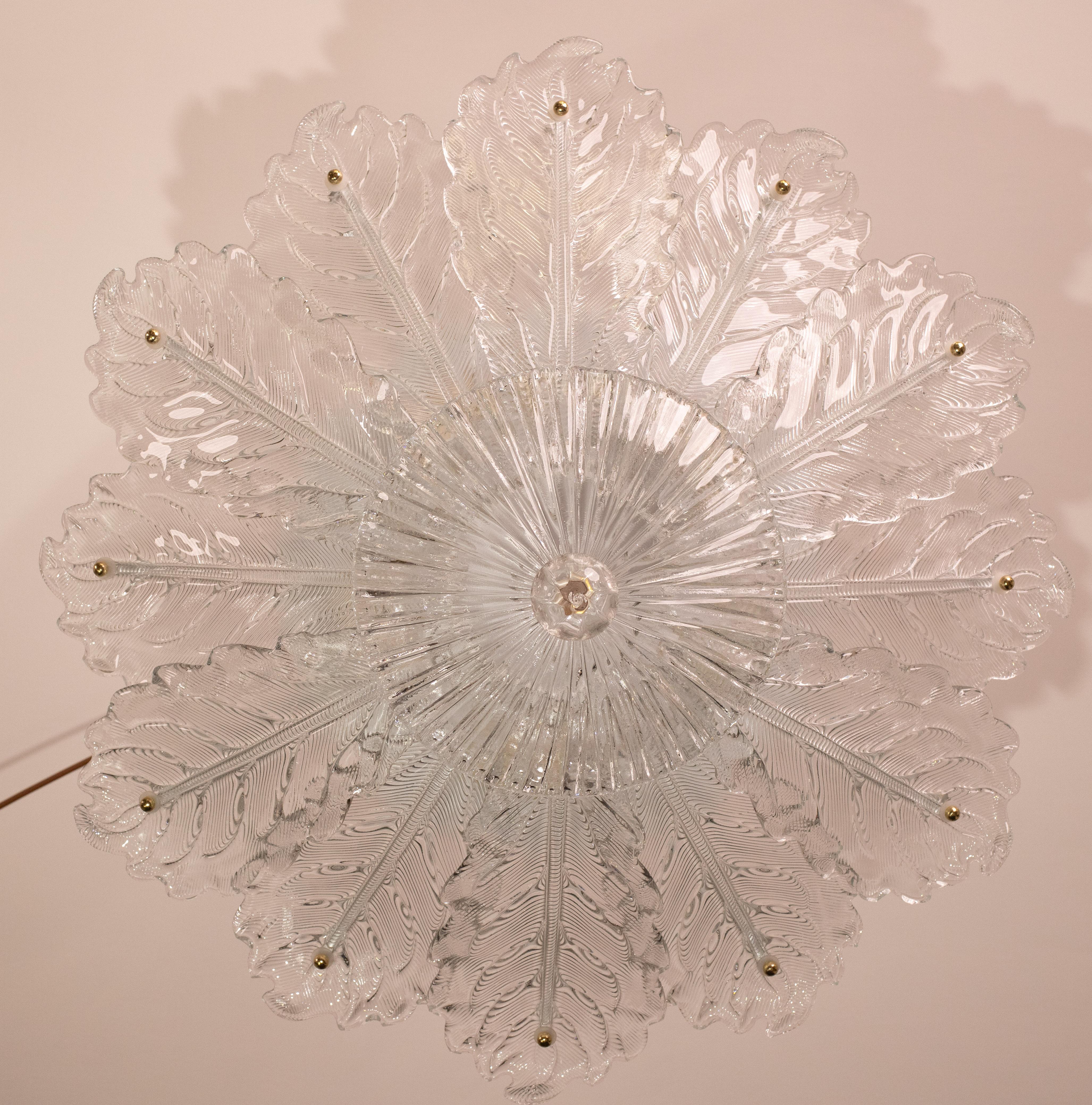 Italian MidCentury Large Size Trasparent Murano Glass Ceiling Light For Sale 1