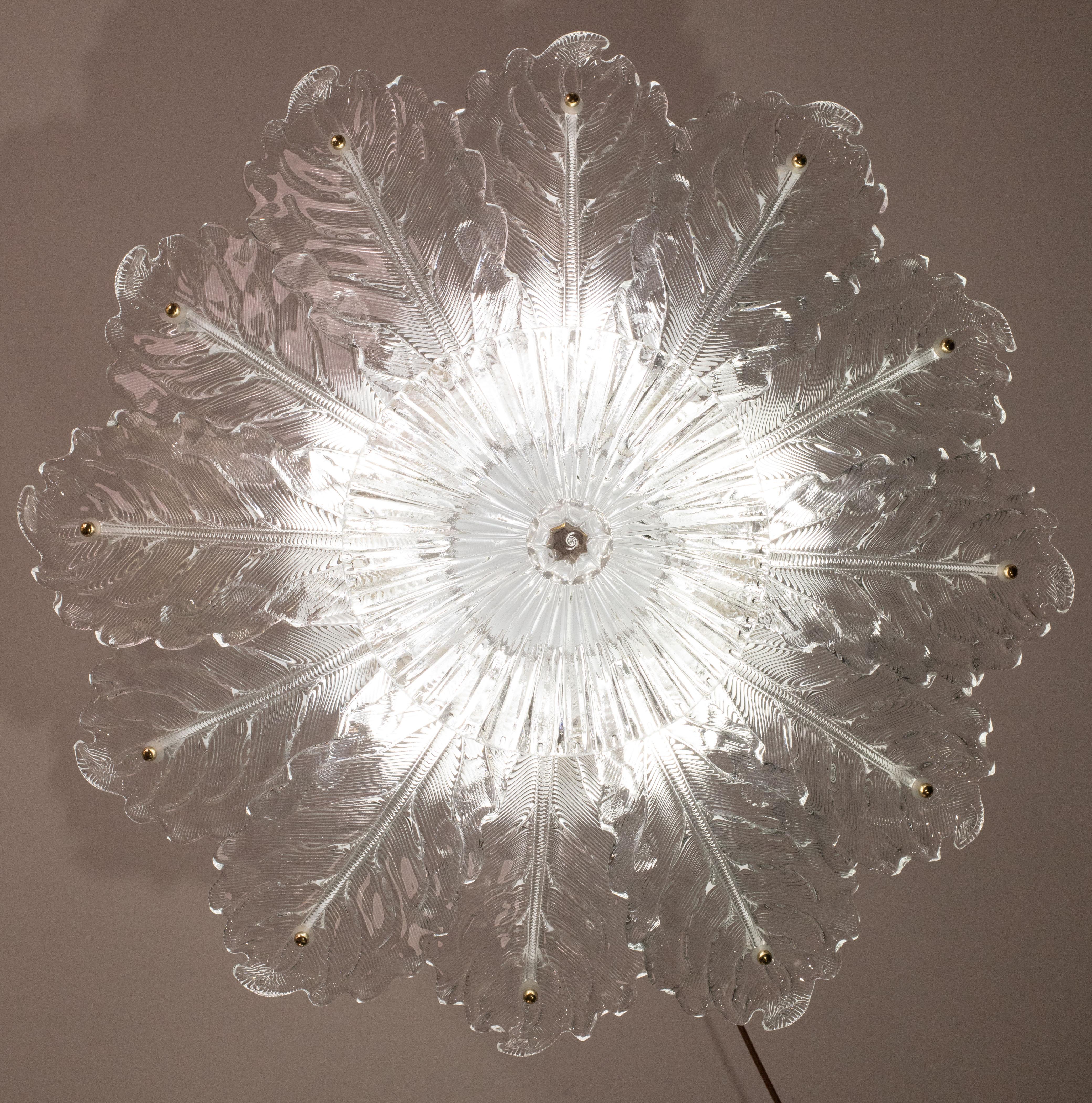 Italian MidCentury Large Size Trasparent Murano Glass Ceiling Light For Sale 2