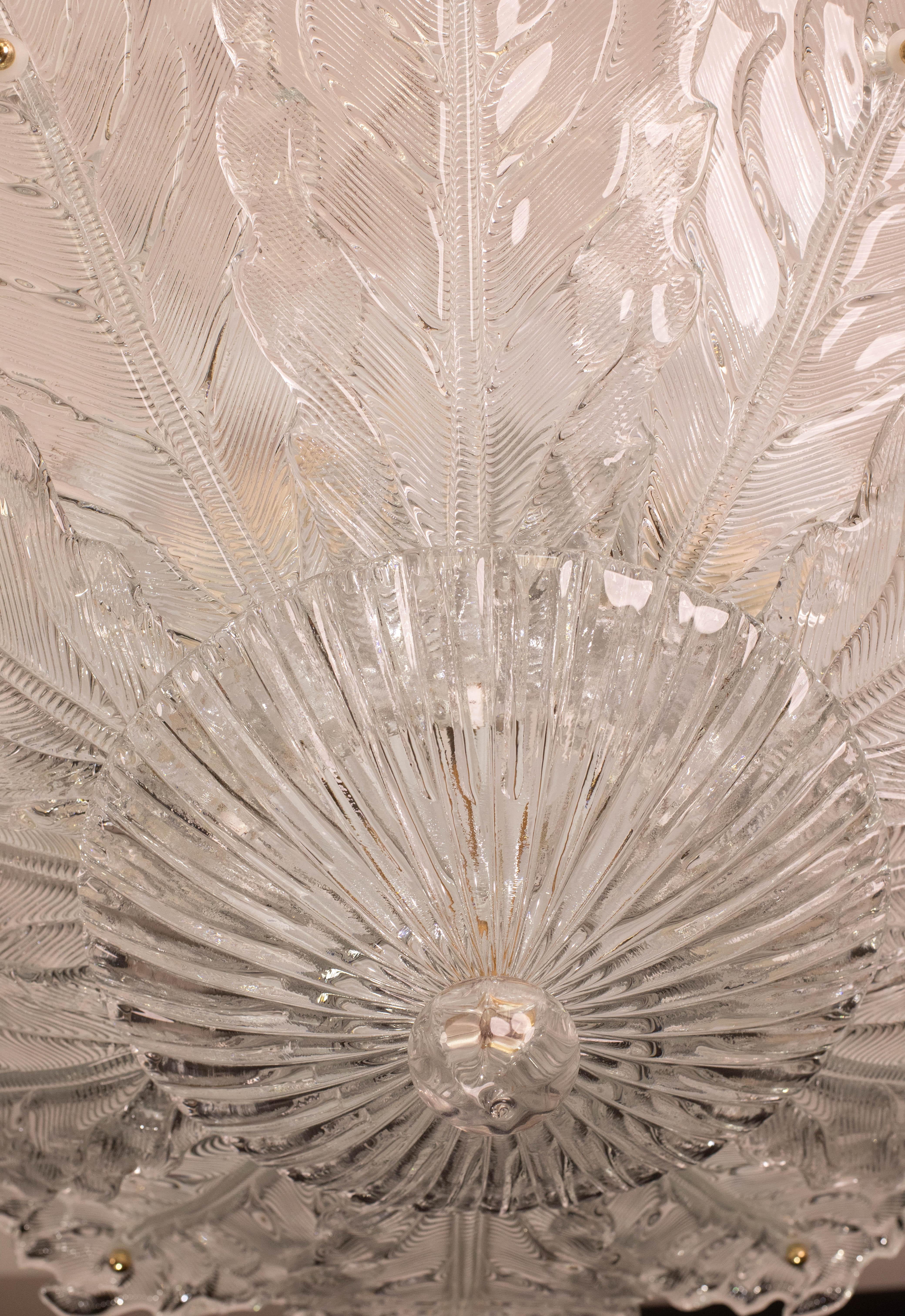 Italian MidCentury Large Size Trasparent Murano Glass Ceiling Light For Sale 3