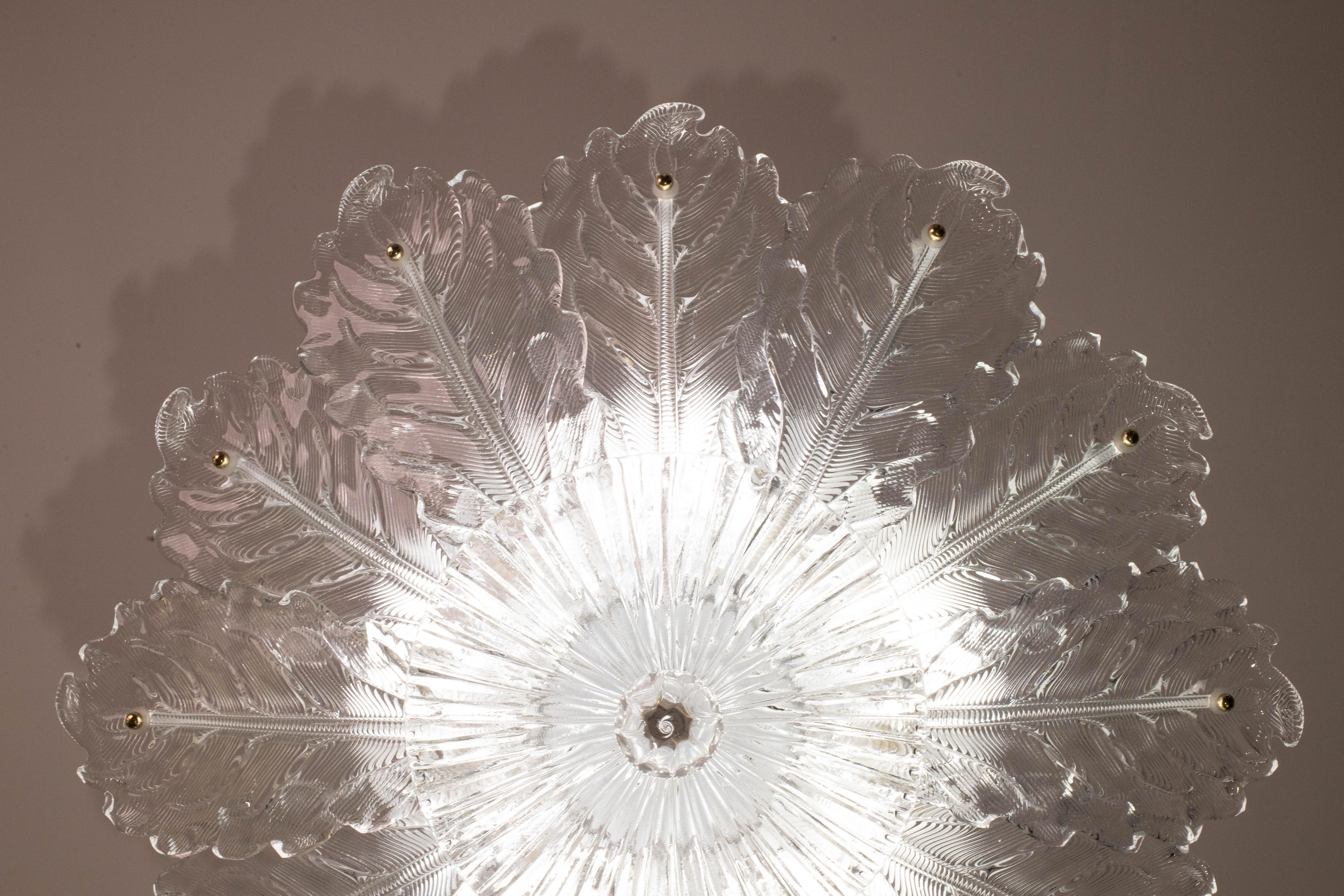 Italian MidCentury Large Size Trasparent Murano Glass Ceiling Light For Sale 4