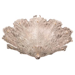 Italian MidCentury Large Size Trasparent Murano Glass Ceiling Light