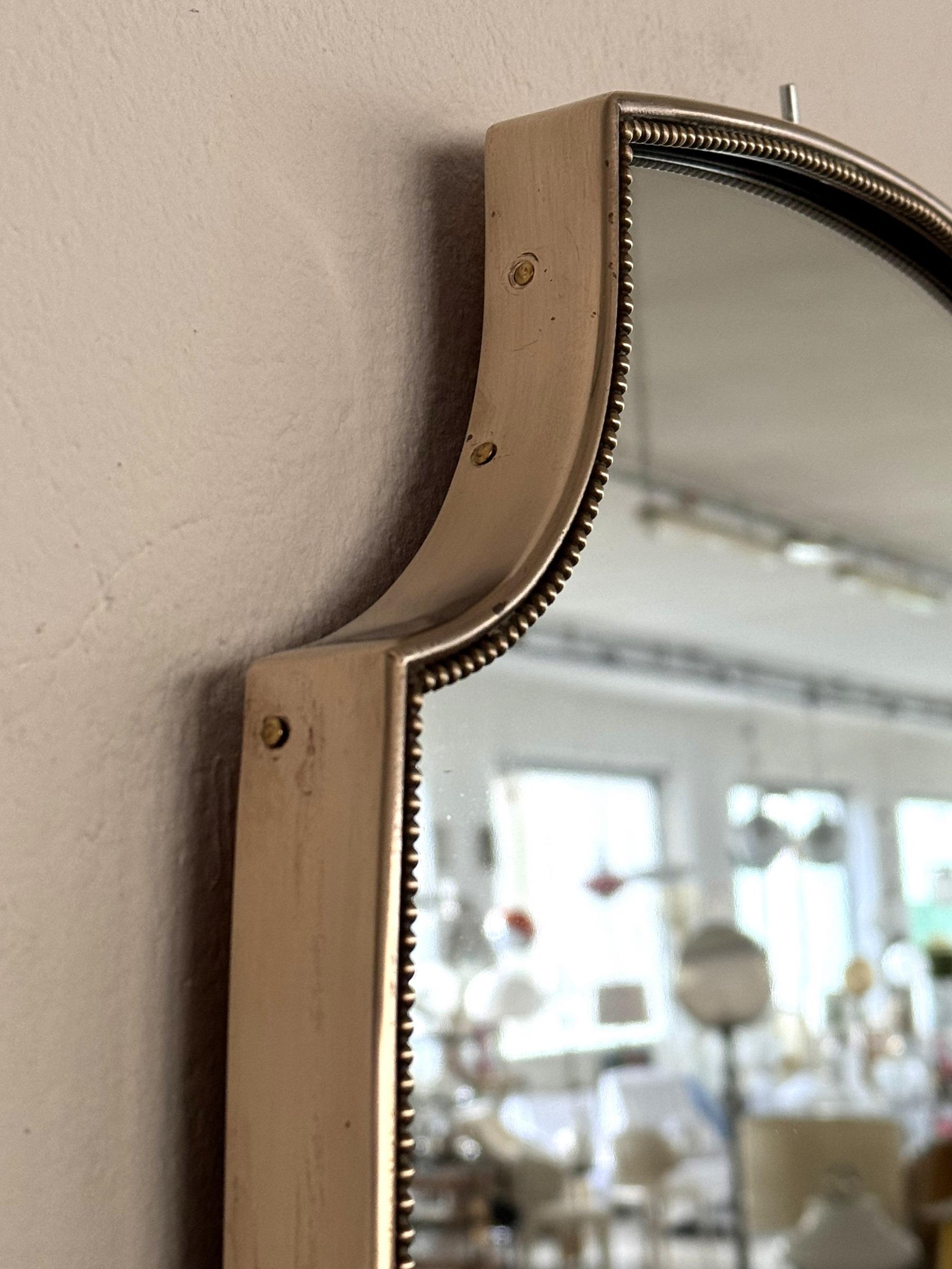 Italian Midcentury Large Vintage Wall Mirror with Brass Frame, 1970s 5