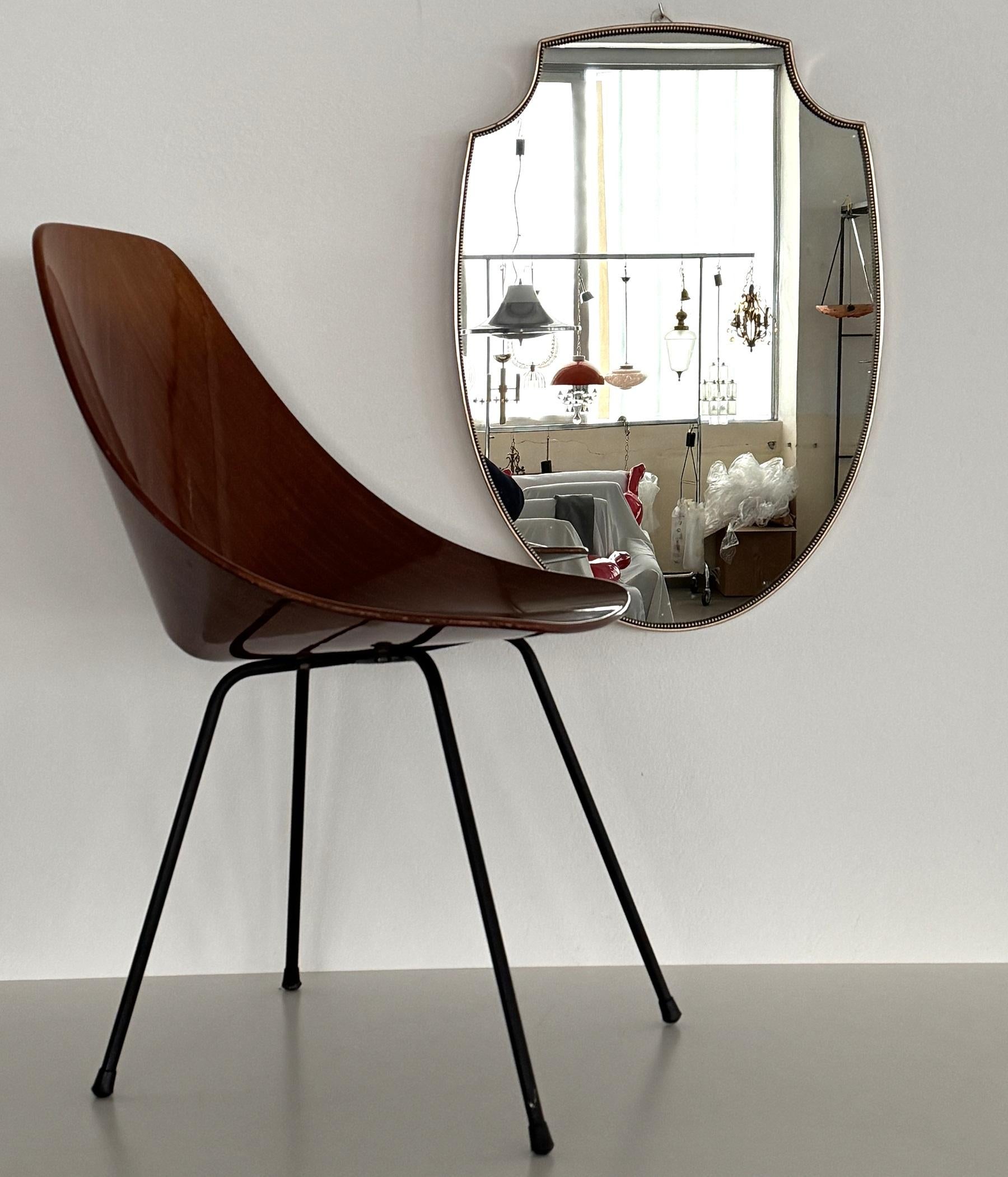 Italian Midcentury Large Vintage Wall Mirror with Brass Frame, 1970s 6