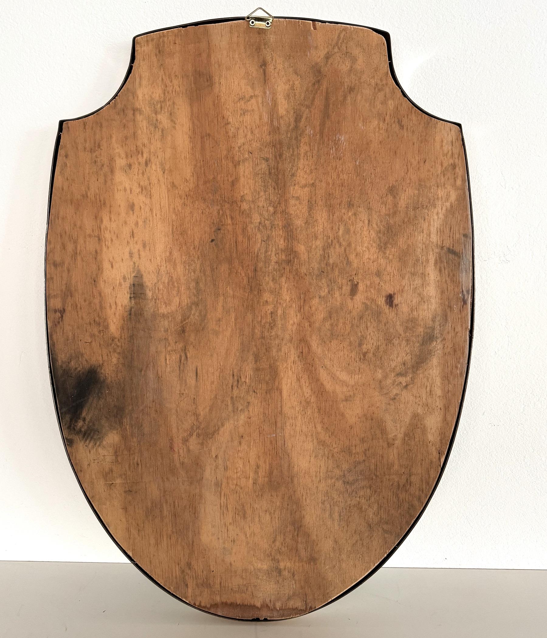 Italian Midcentury Large Vintage Wall Mirror with Brass Frame, 1970s 11