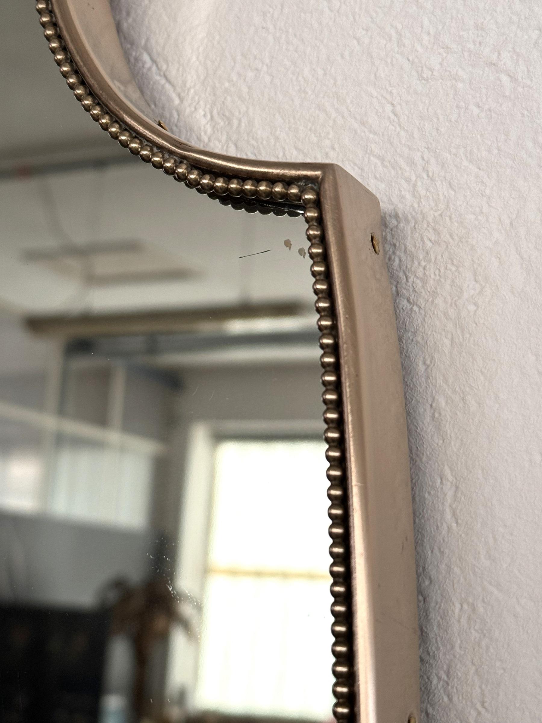 Italian Midcentury Large Vintage Wall Mirror with Brass Frame, 1970s In Good Condition In Morazzone, Varese