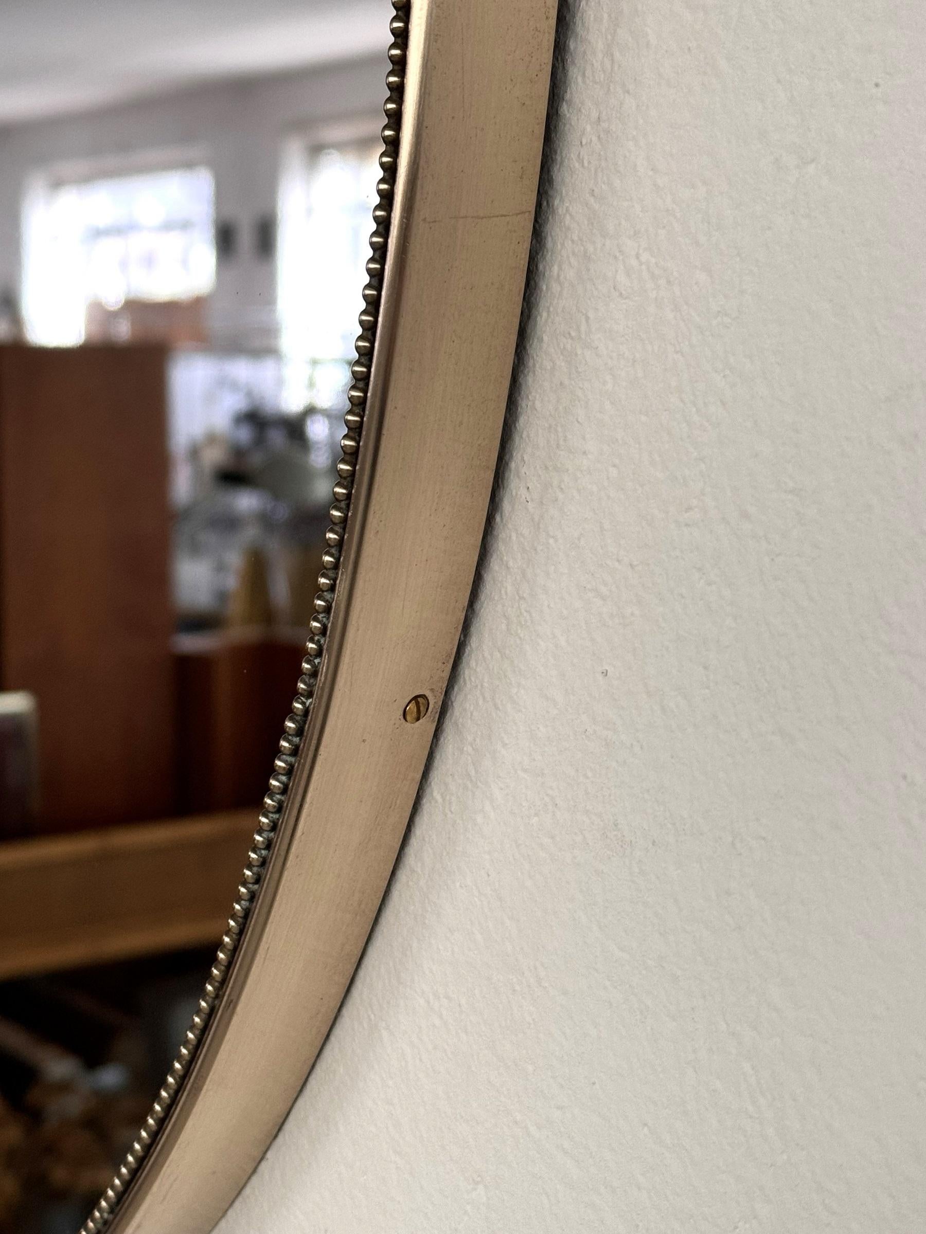 Italian Midcentury Large Vintage Wall Mirror with Brass Frame, 1970s 3