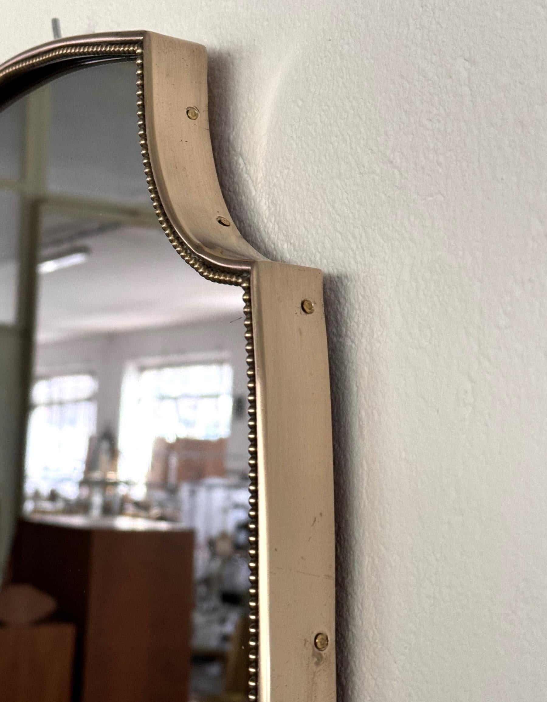 Italian Midcentury Large Vintage Wall Mirror with Brass Frame, 1970s 4