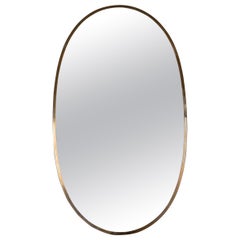 Italian Midcentury Large Vintage Wall Mirror with Brass Frame, 1970s