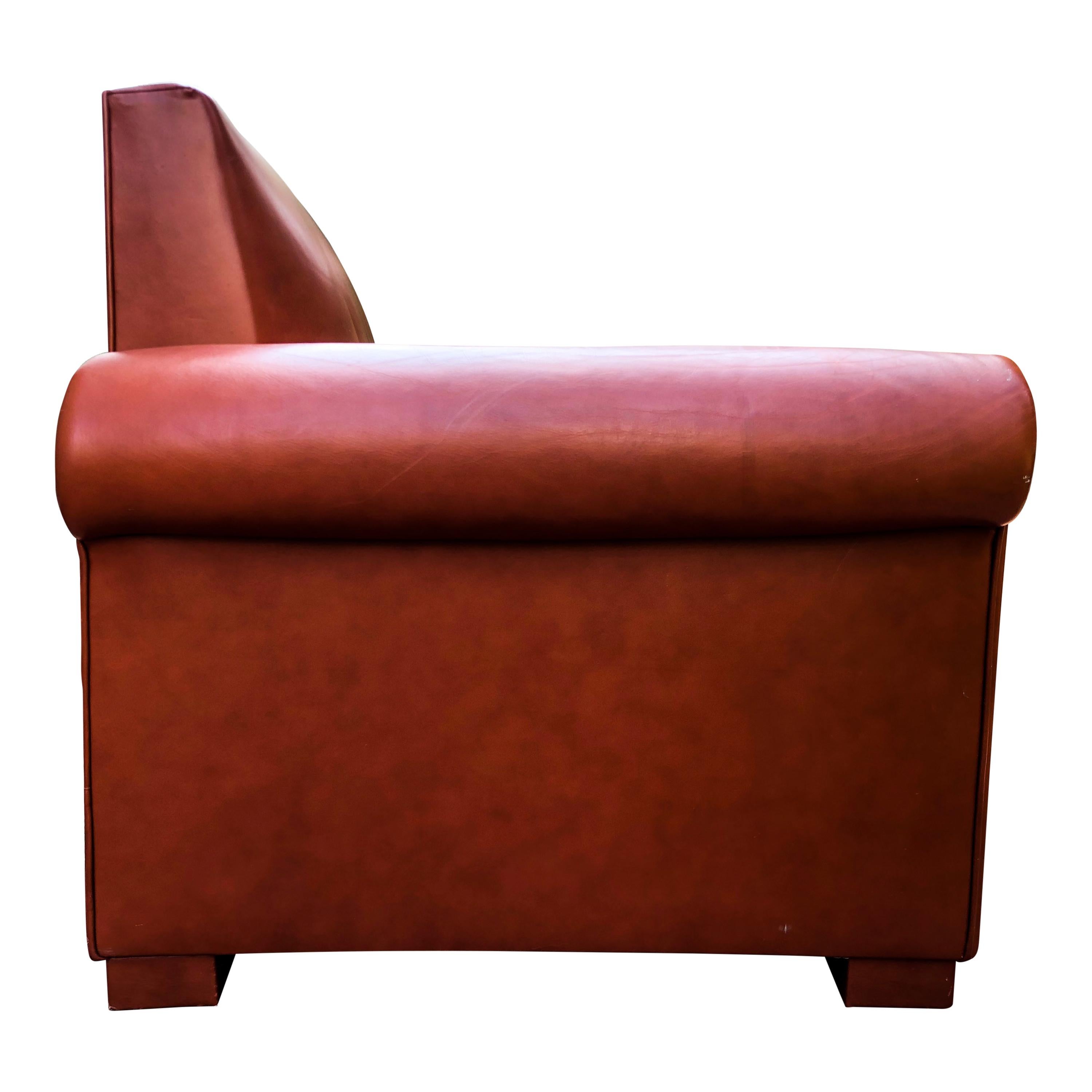 Mid-Century Modern Italian Midcentury Leather Armchair in the style of Poltrona Frau, 1970s For Sale