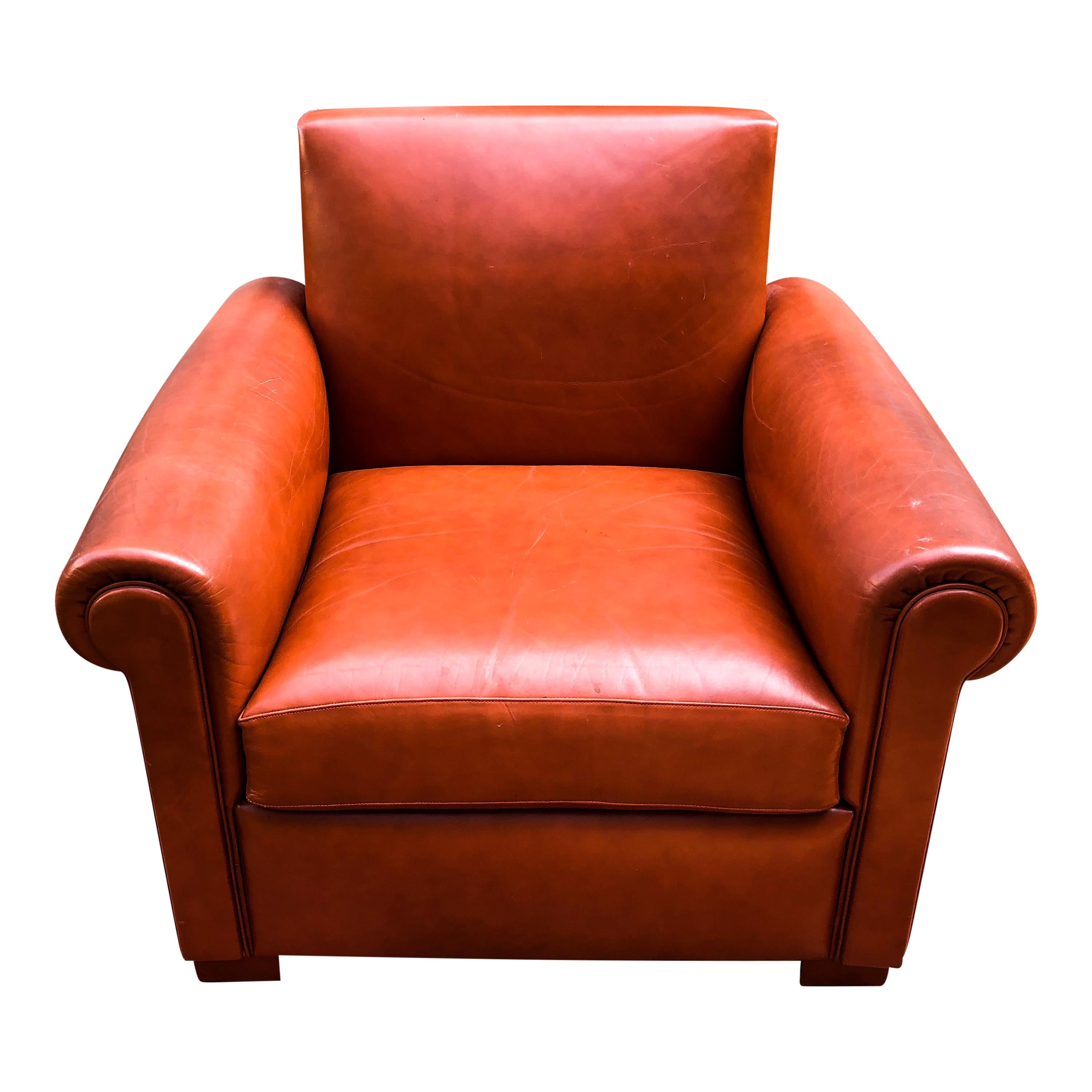 Italian Midcentury Leather Armchair in the style of Poltrona Frau, 1970s In Good Condition For Sale In Vicenza, IT