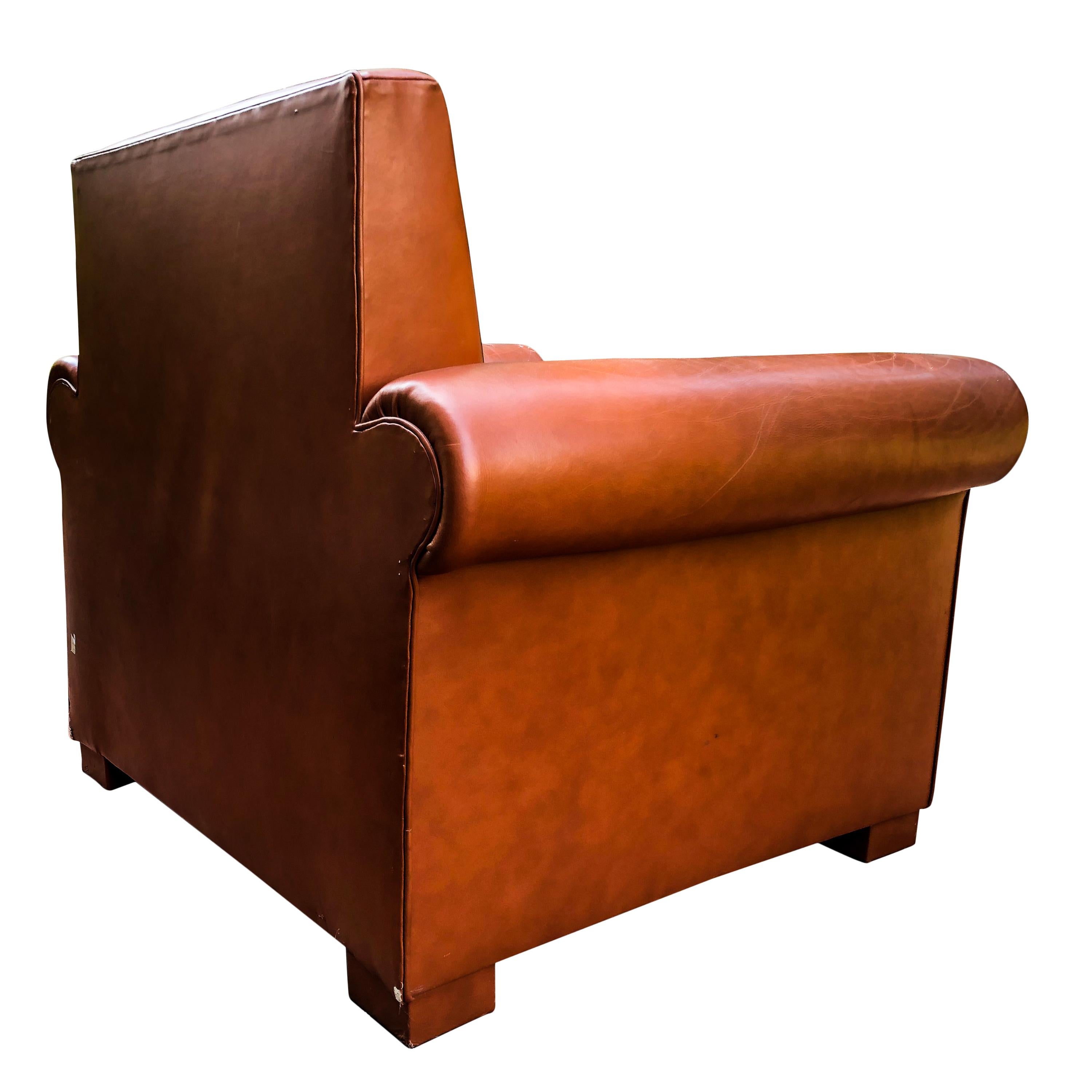 Late 20th Century Italian Midcentury Leather Armchair in the style of Poltrona Frau, 1970s For Sale