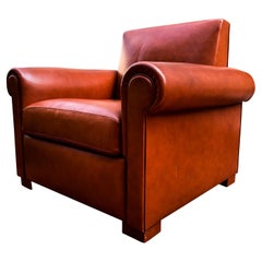 Fauteuil italien du milieu du siècle dernier en cuir dans le style de Poltrona Frau, 1970