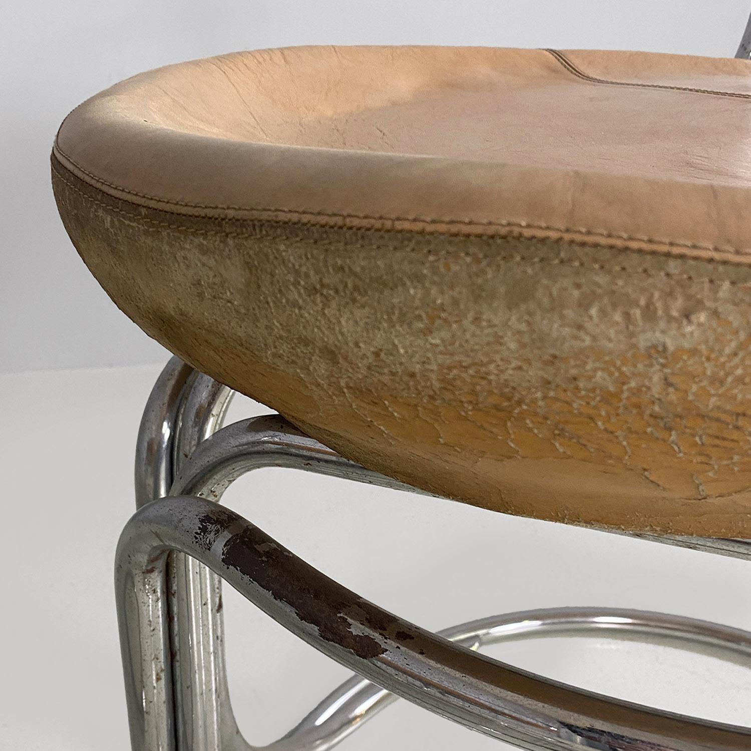 Italian midCentury leather steel chairs Vladimir Tatlin Nikol International 1950 For Sale 6