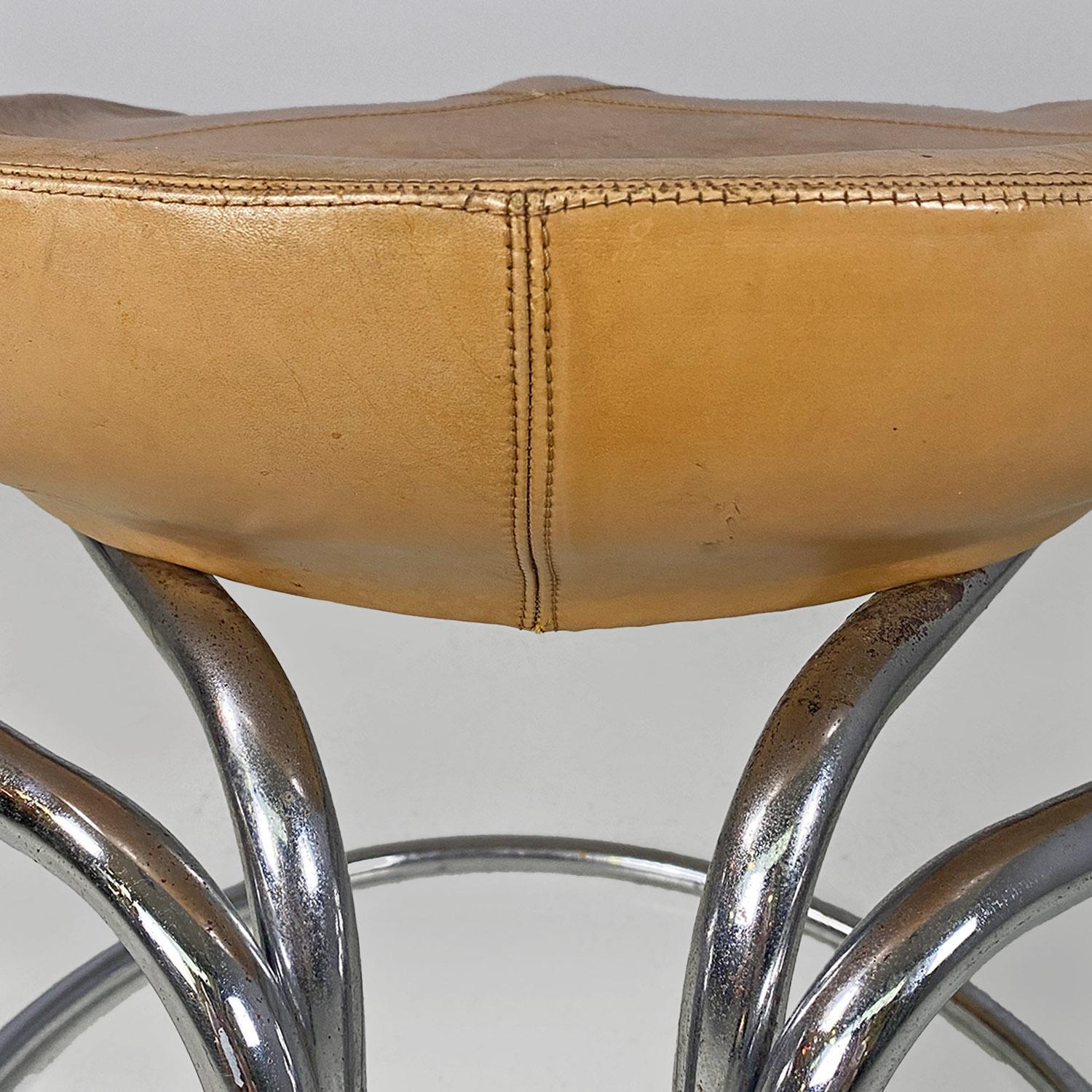 Italian midCentury leather steel chairs Vladimir Tatlin Nikol International 1950 For Sale 8