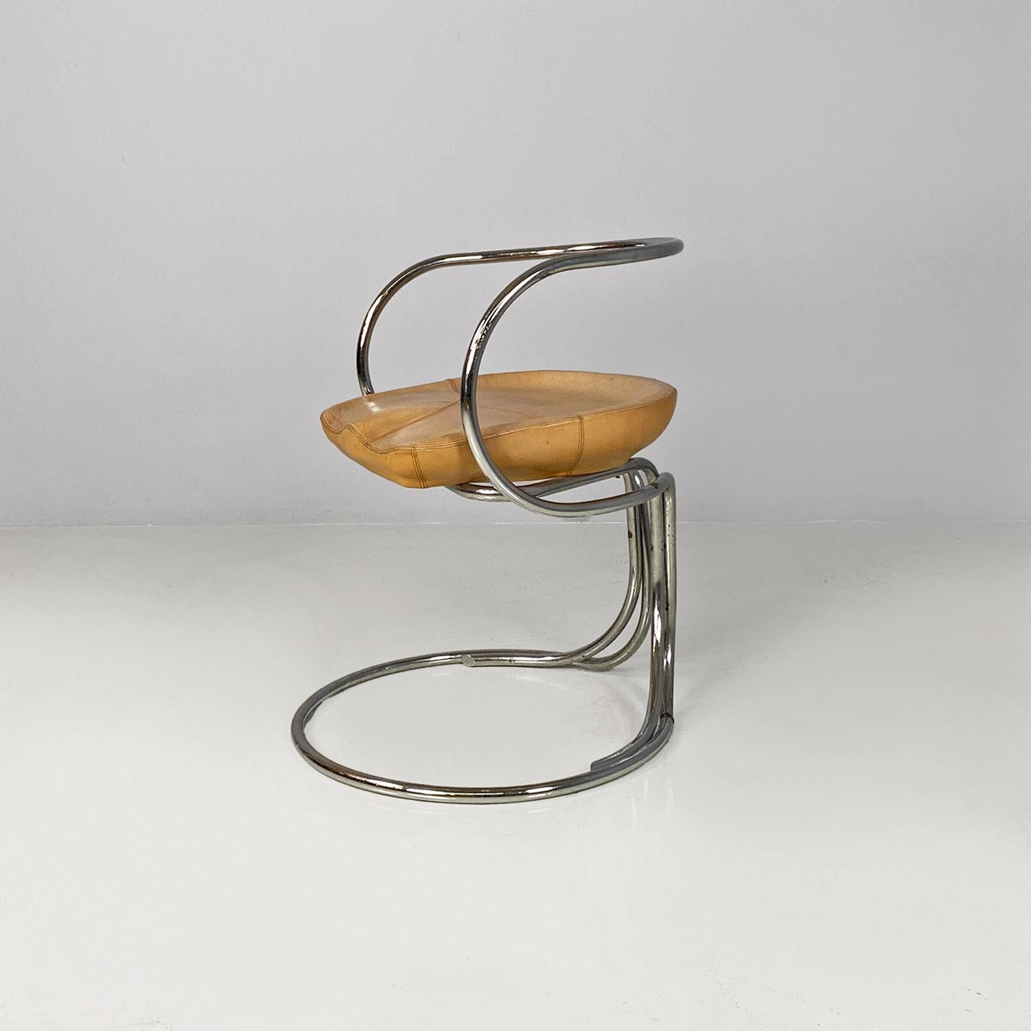 Mid-Century Modern Italian midCentury leather steel chairs Vladimir Tatlin Nikol International 1950 For Sale