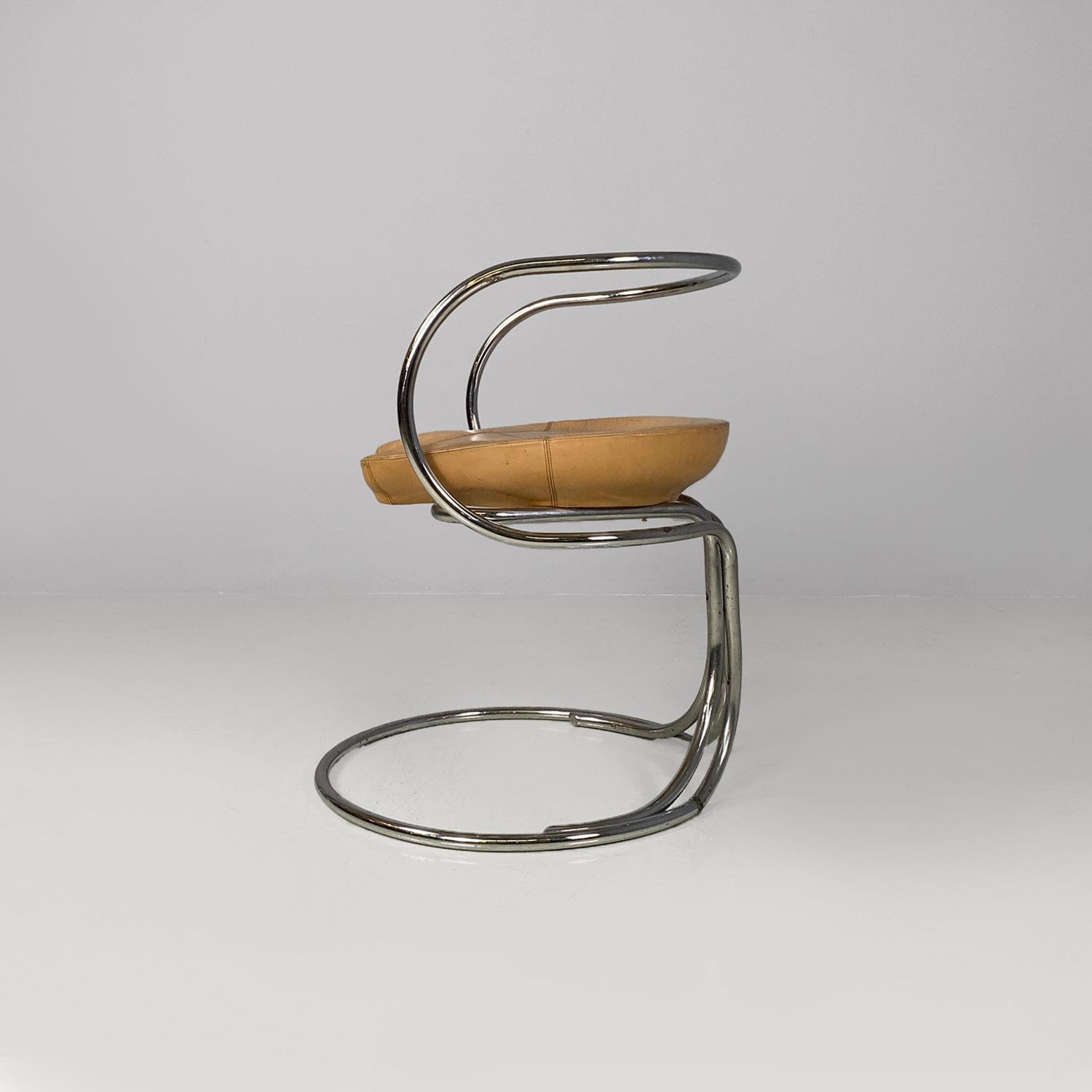 Italian midCentury leather steel chairs Vladimir Tatlin Nikol International 1950 In Good Condition For Sale In MIlano, IT