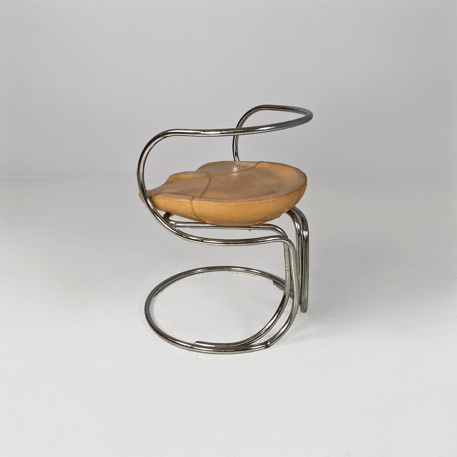 Mid-20th Century Italian midCentury leather steel chairs Vladimir Tatlin Nikol International 1950 For Sale