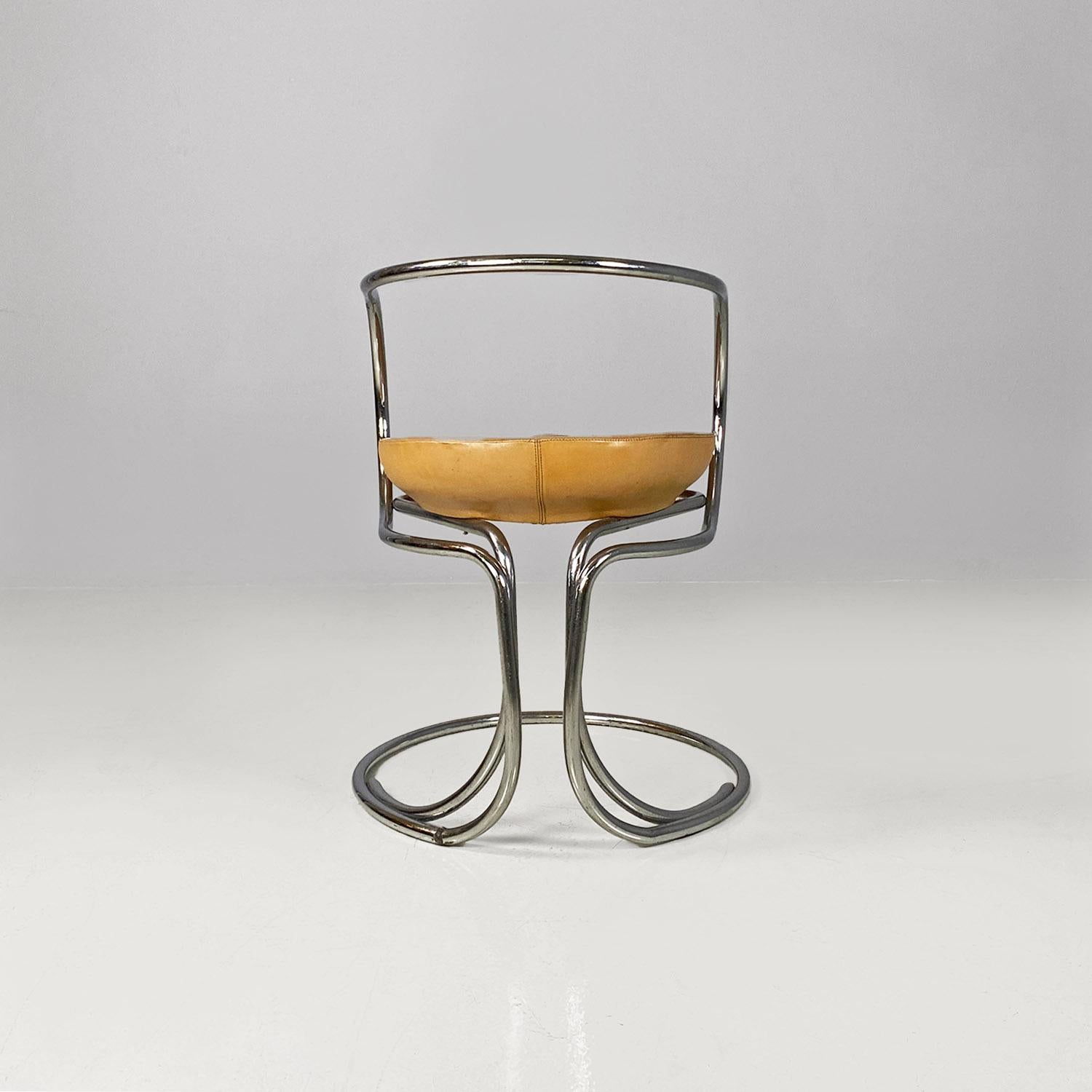 Steel Italian midCentury leather steel chairs Vladimir Tatlin Nikol International 1950 For Sale