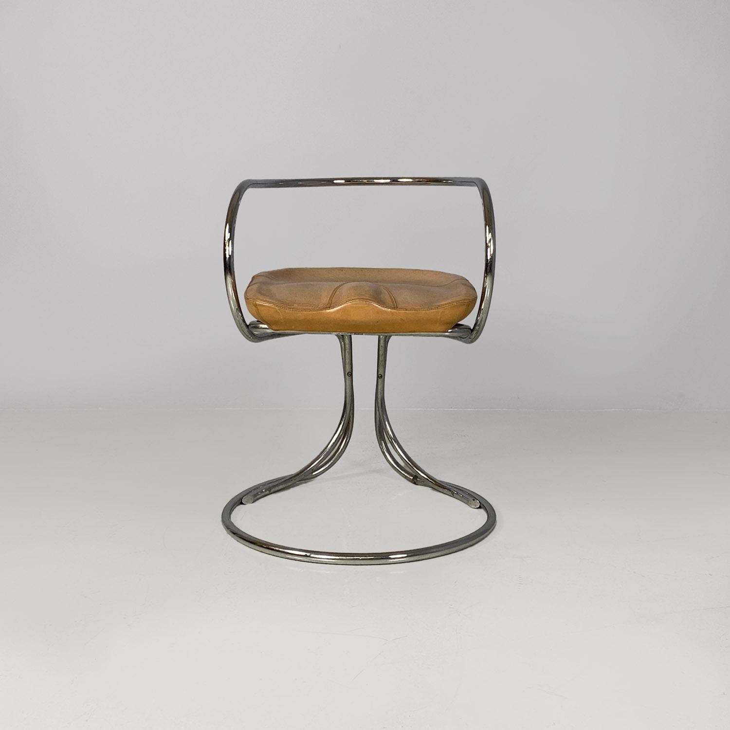 Italian midCentury leather steel chairs Vladimir Tatlin Nikol International 1950 For Sale 1