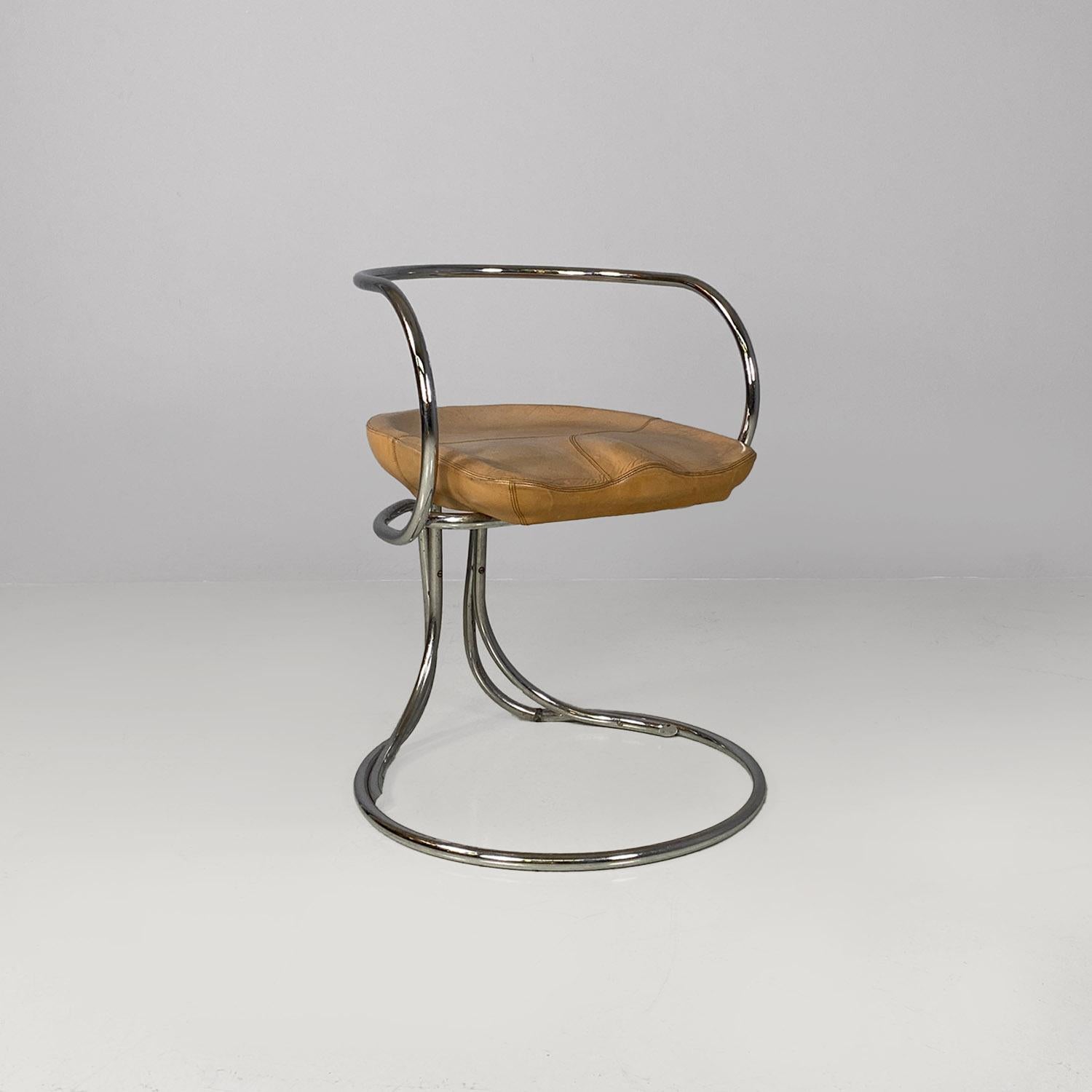 Italian midCentury leather steel chairs Vladimir Tatlin Nikol International 1950 For Sale 2
