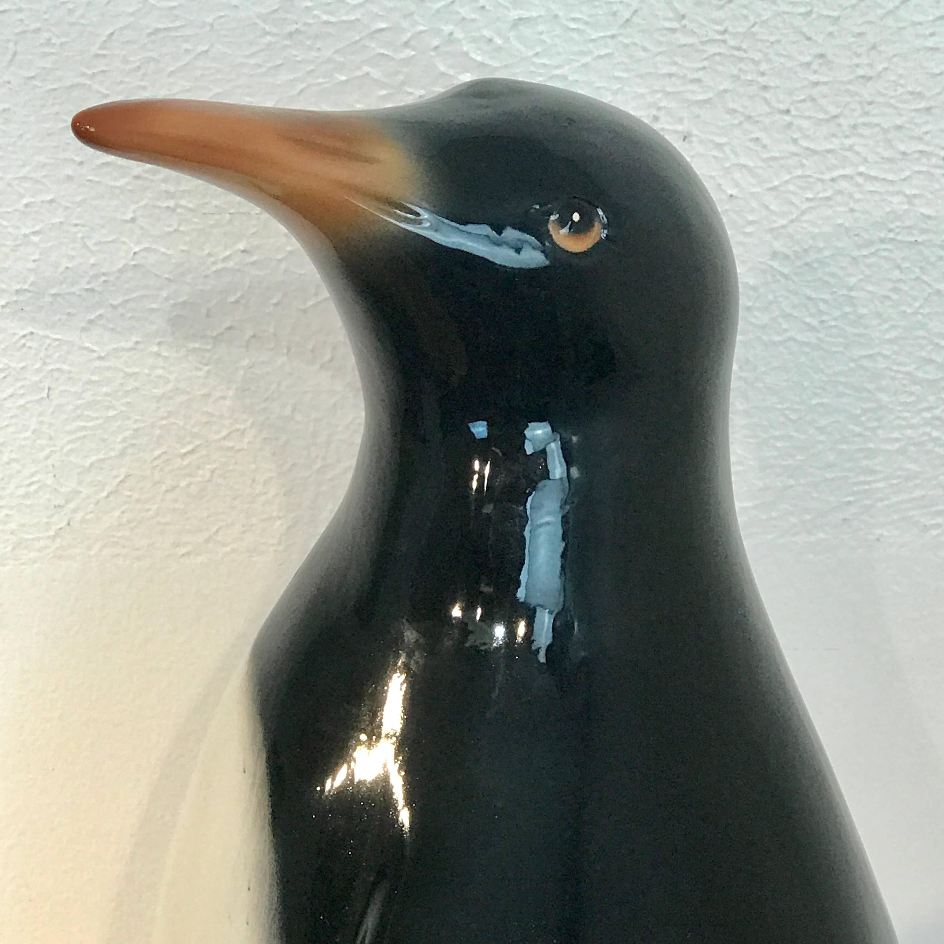 Pottery Italian Midcentury Lifesize Figure of a Penguin For Sale