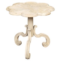 Vintage Italian Midcentury Light Painted Mahogany Guéridon Table with Floral Shaped Top