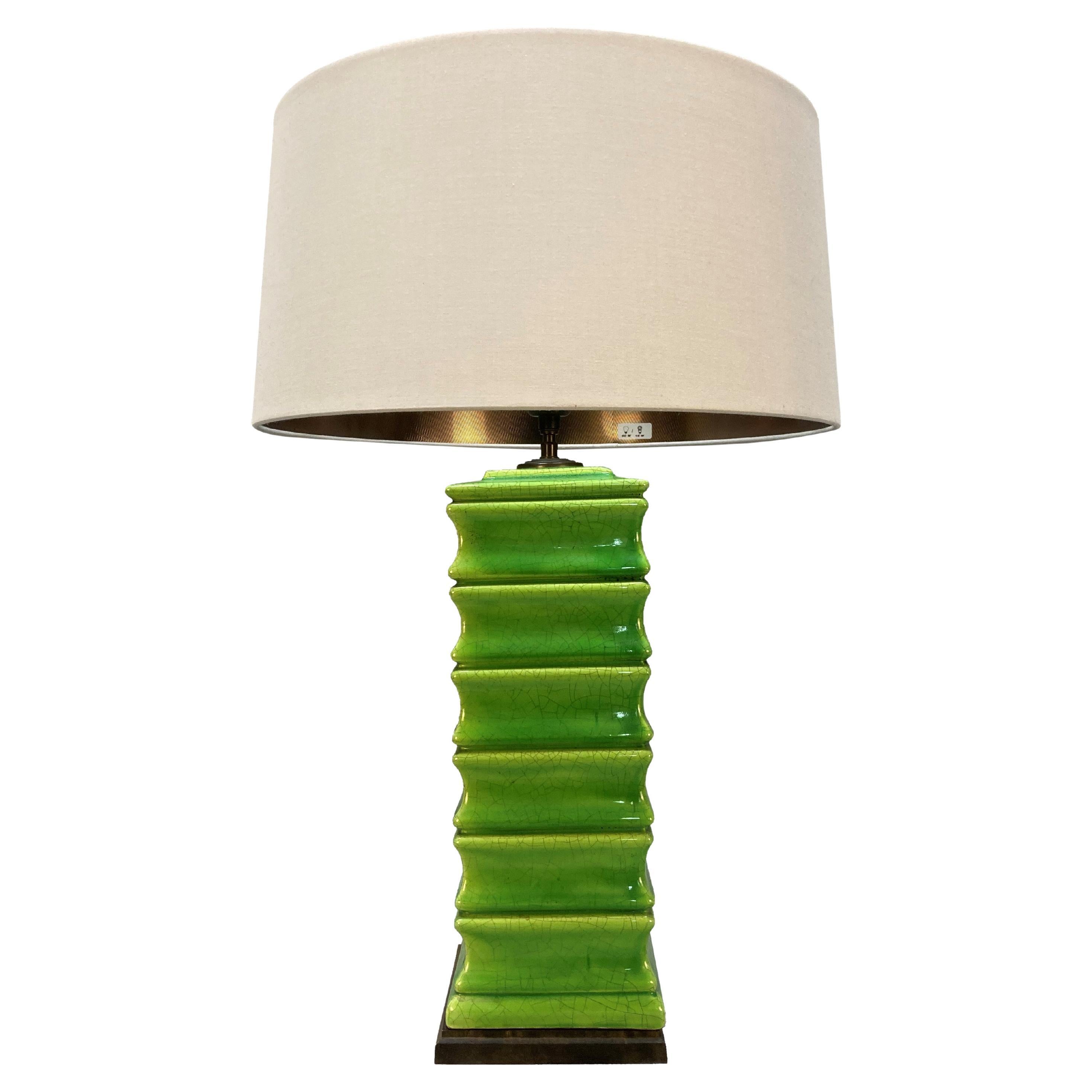 Italian Midcentury Lime Green Glazed Lamp